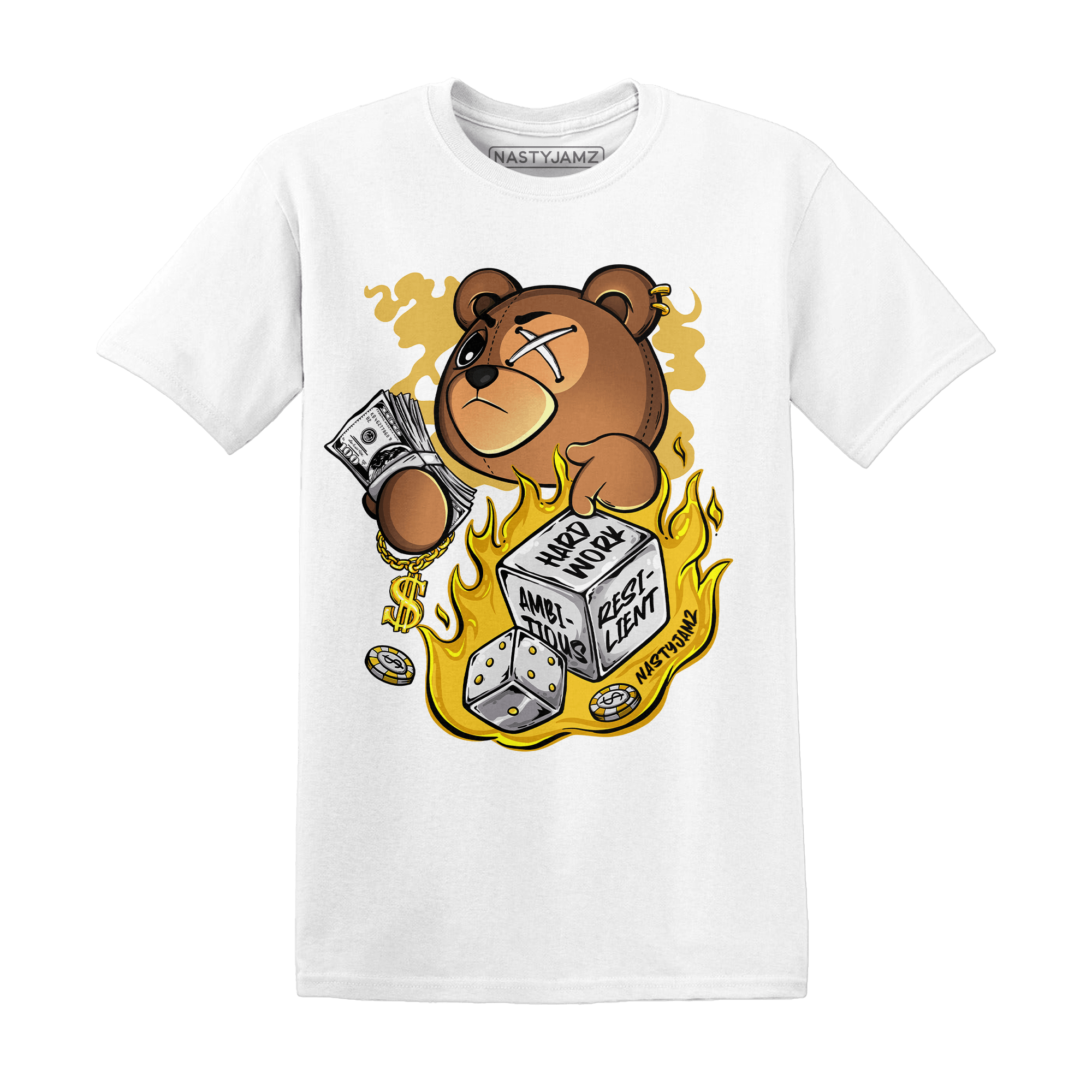 Yellow Ochre 6s T Shirt Match Hustle Casino BER - NastyJamz