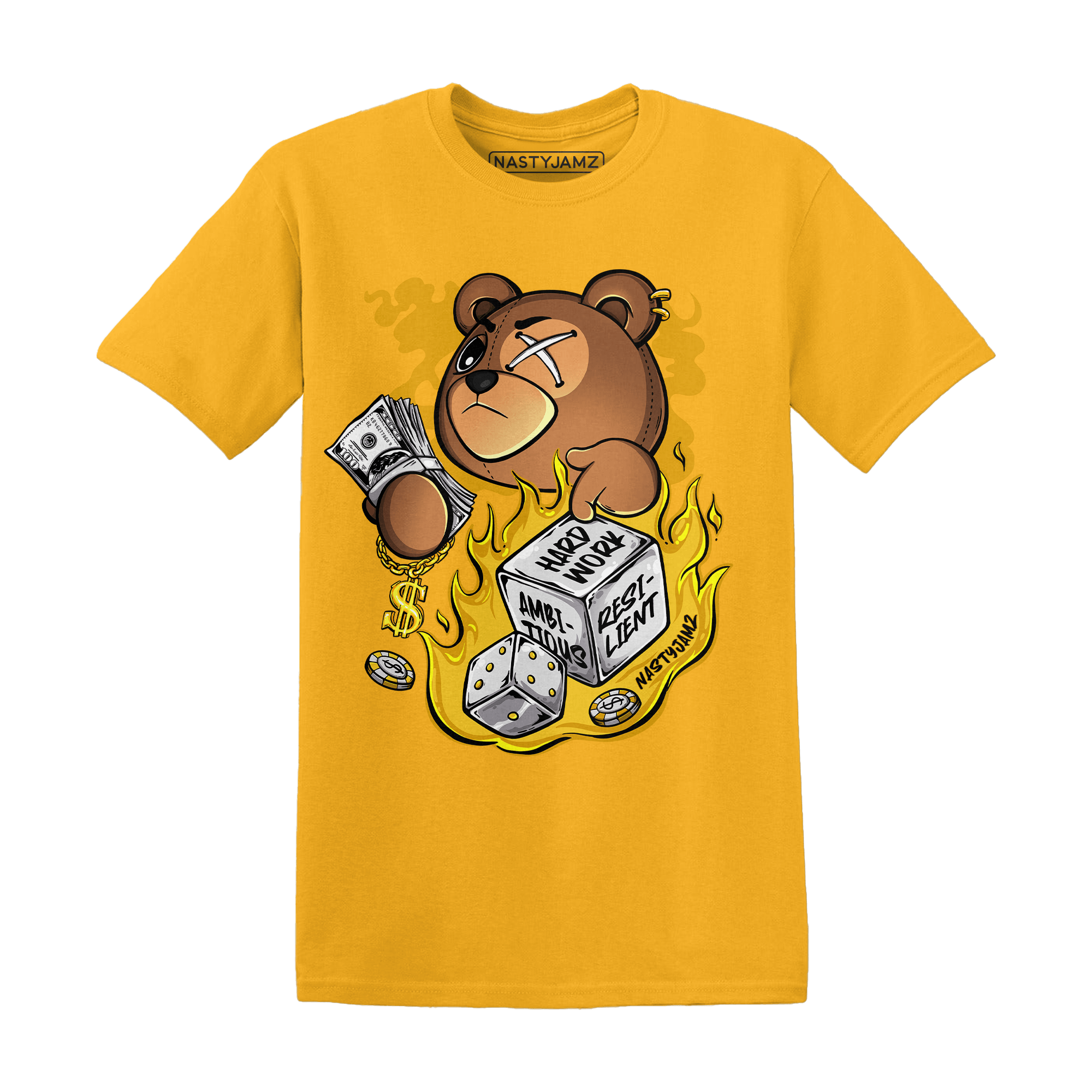 Yellow Ochre 6s T Shirt Match Hustle Casino BER - NastyJamz