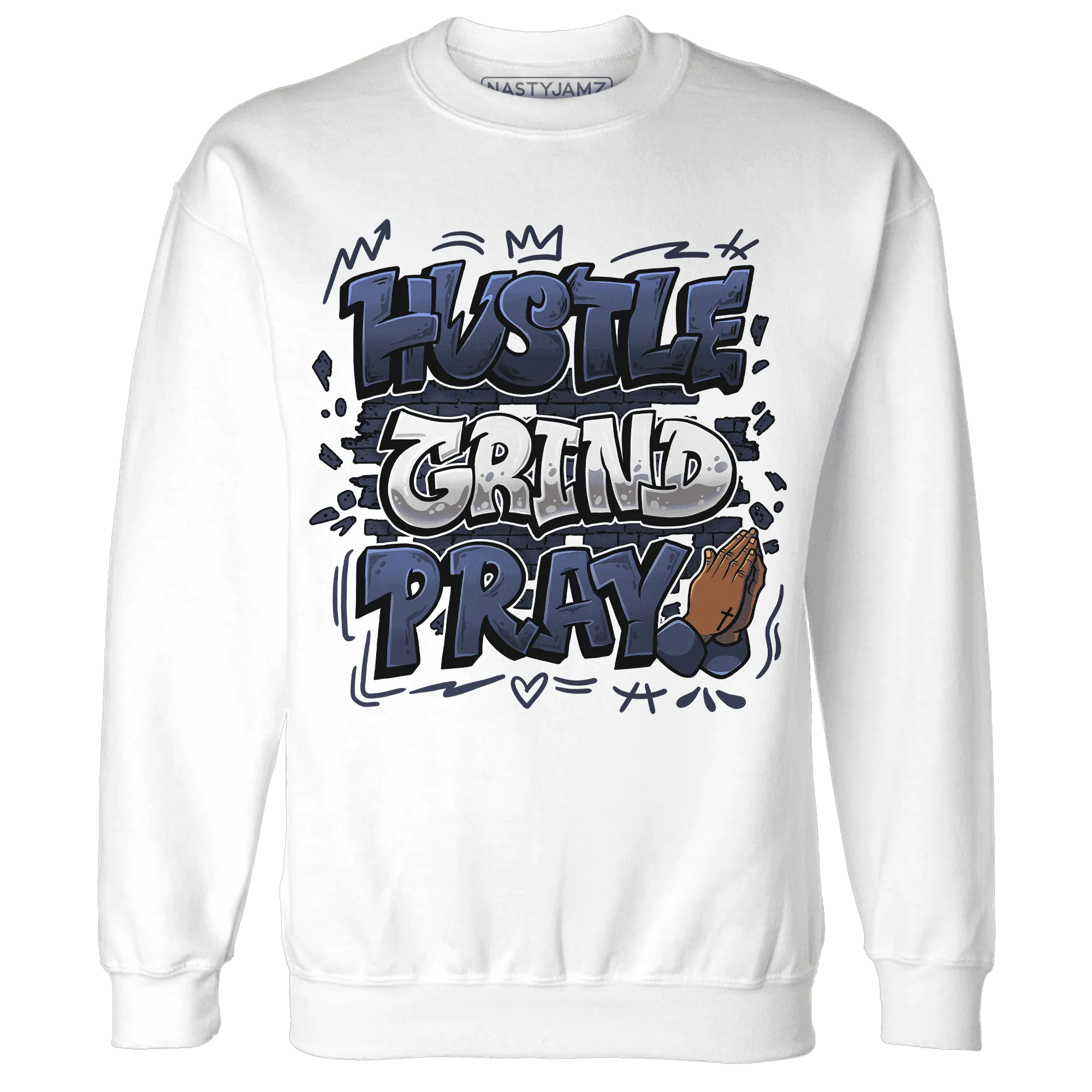 Low-Diffused-Blue-11s-Sweatshirt-Match-Hustle-Grind-Pray