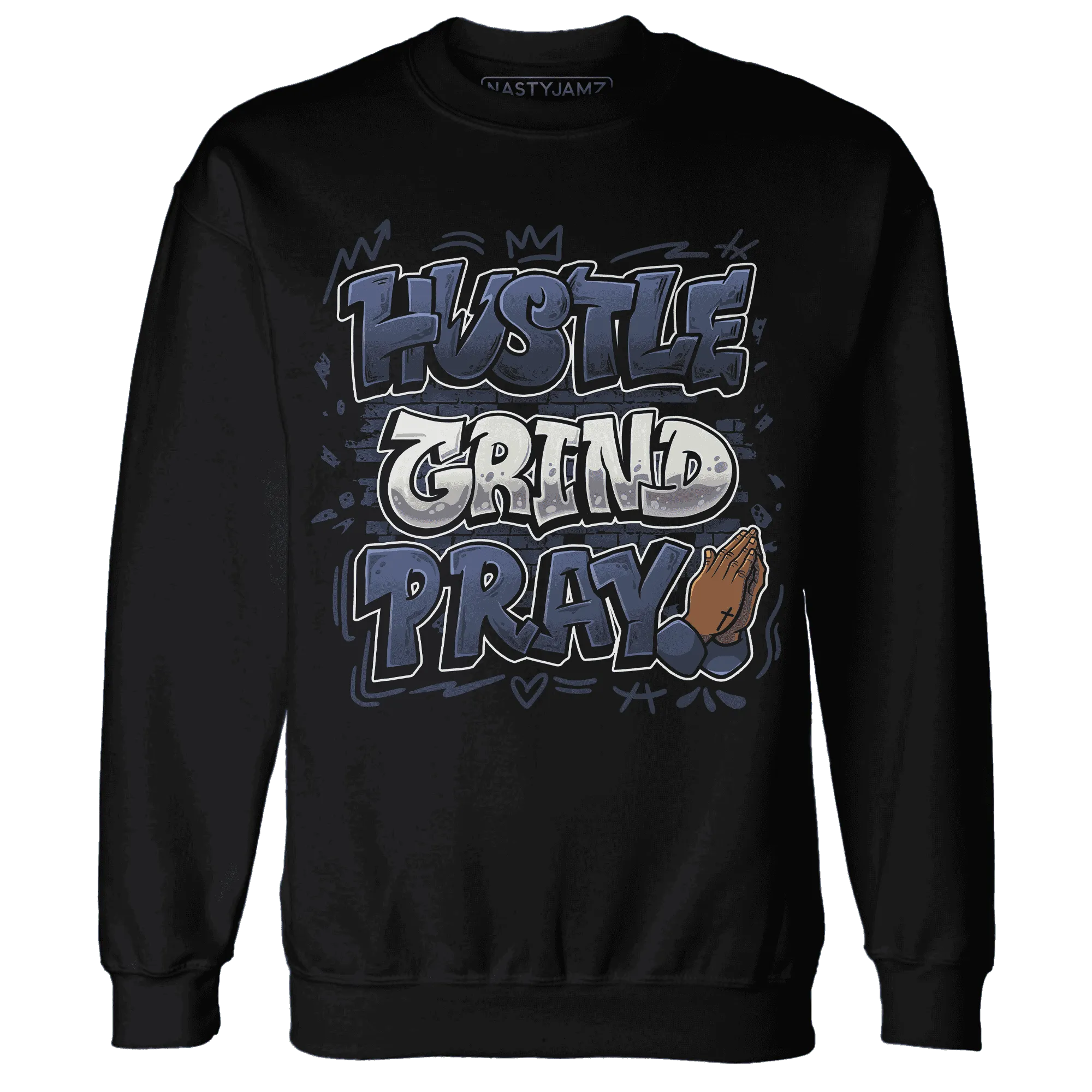 Low-Diffused-Blue-11s-Sweatshirt-Match-Hustle-Grind-Pray