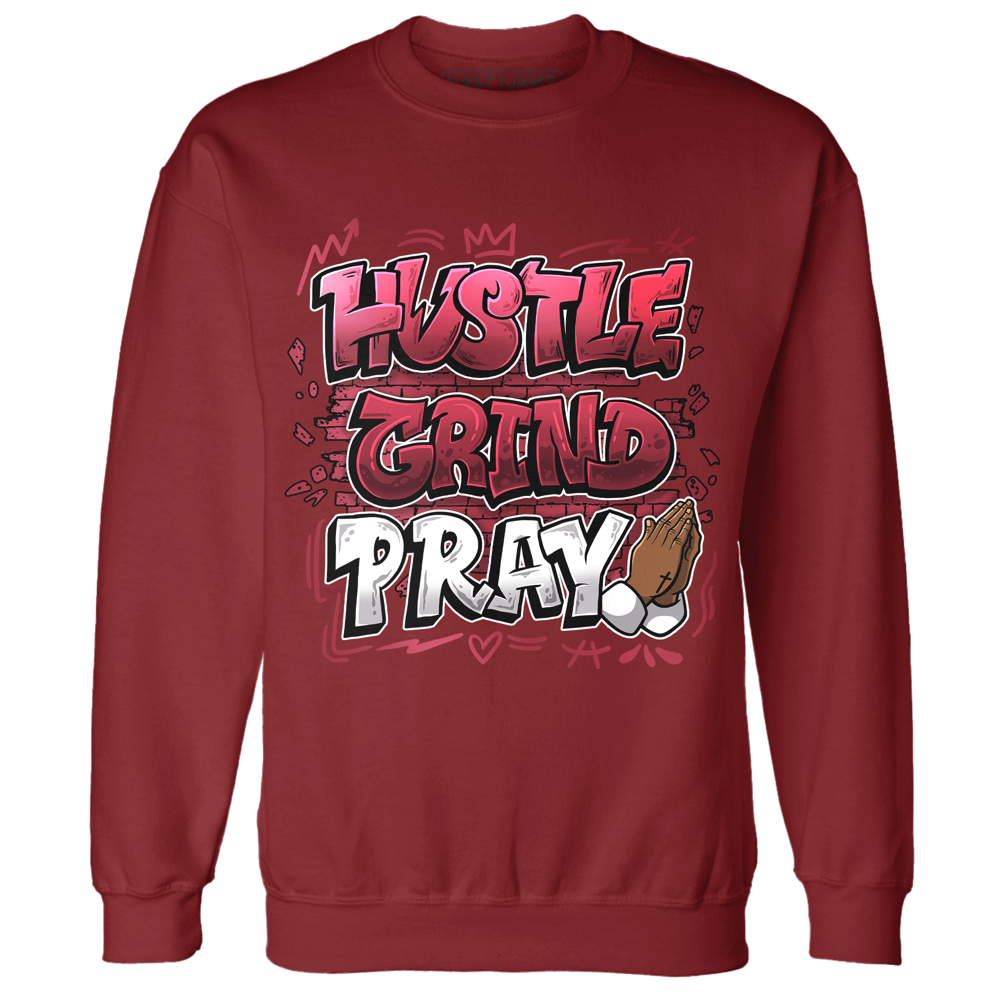 High 85 Metallic Burgundy 1s Sweatshirt Match Hustle Grind Pray - NastyJamz