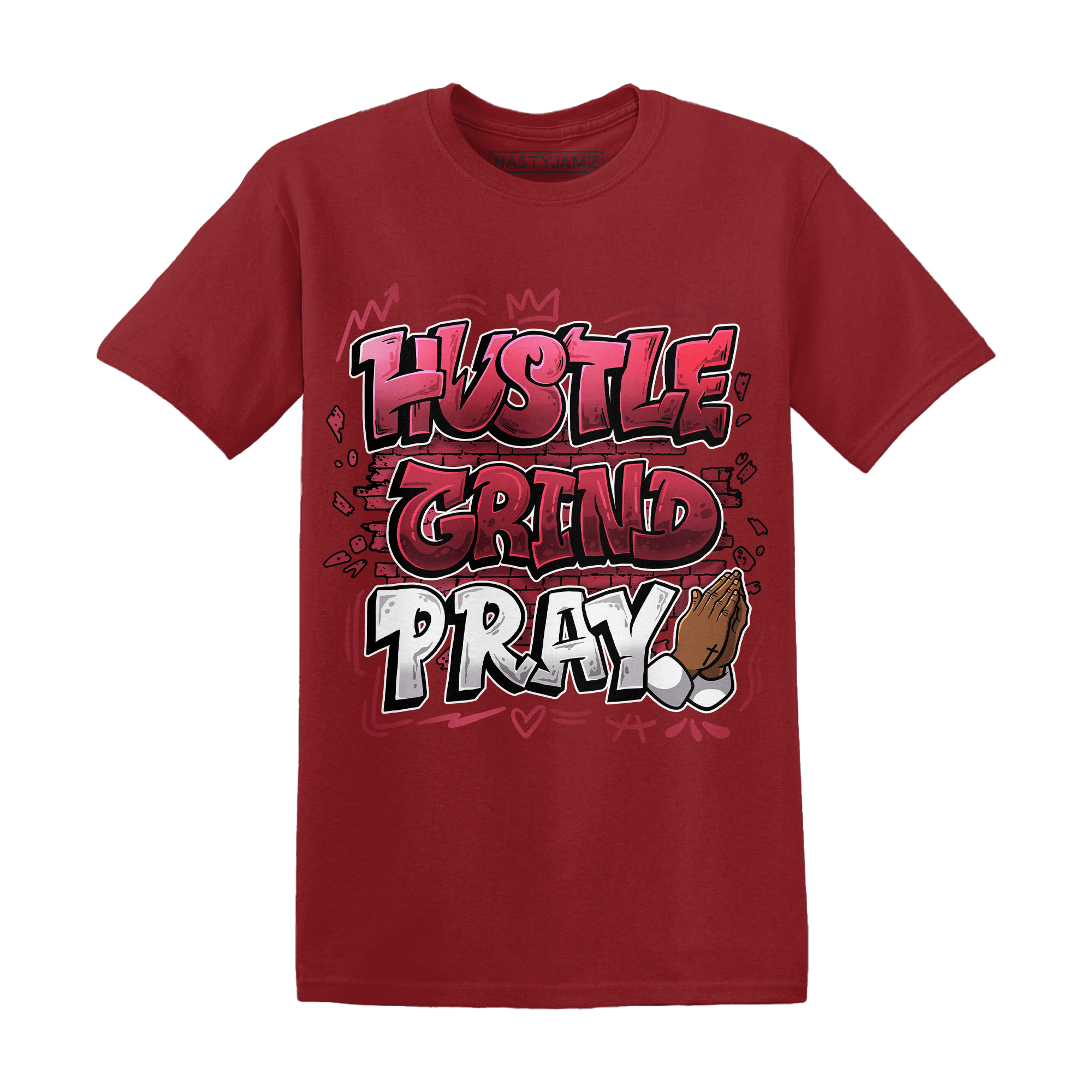 High 85 Metallic Burgundy 1s T Shirt Match Hustle Grind Pray - NastyJamz