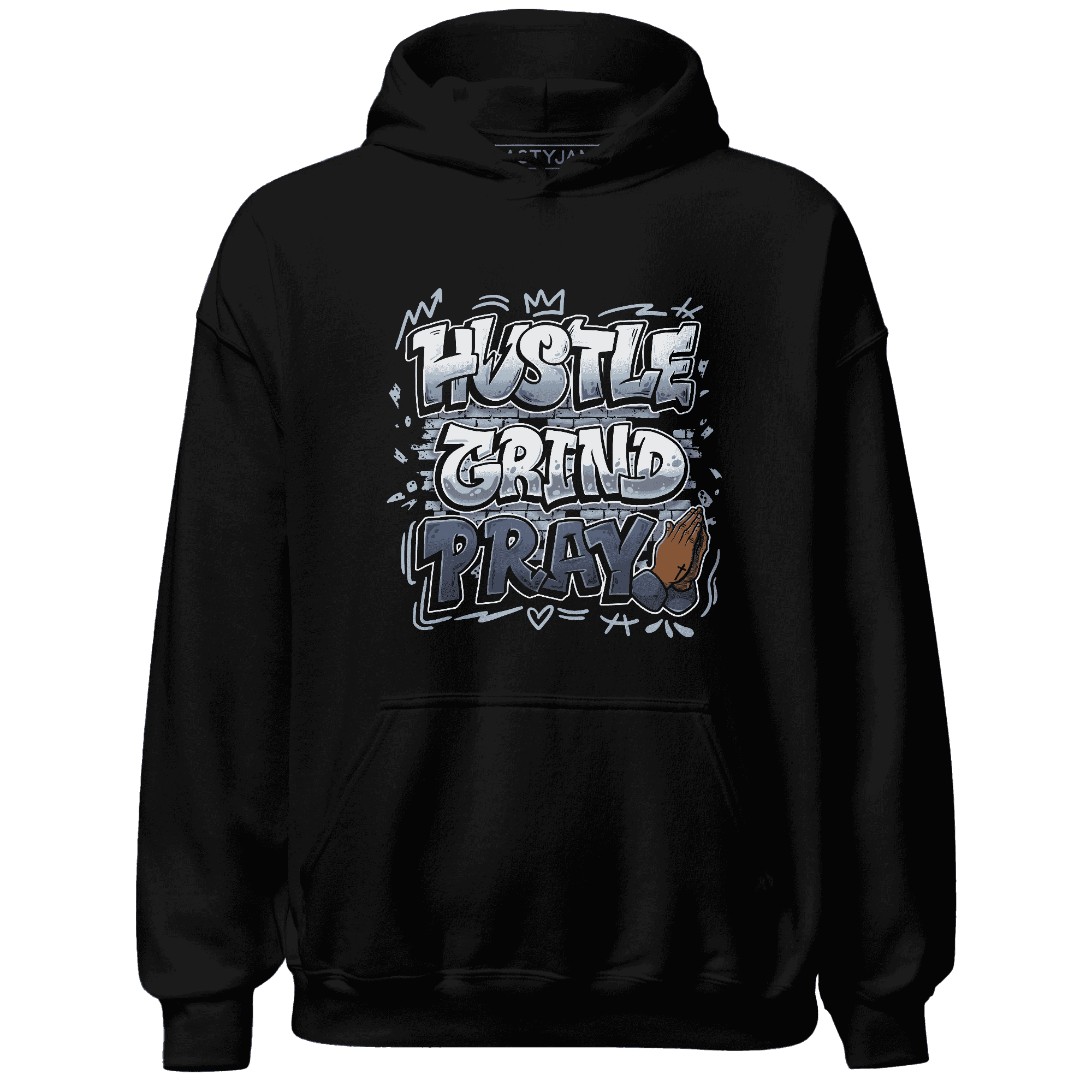 Mid Diffused Blue Grey 1s Hoodie Match Hustle Grind Pray - NastyJamz