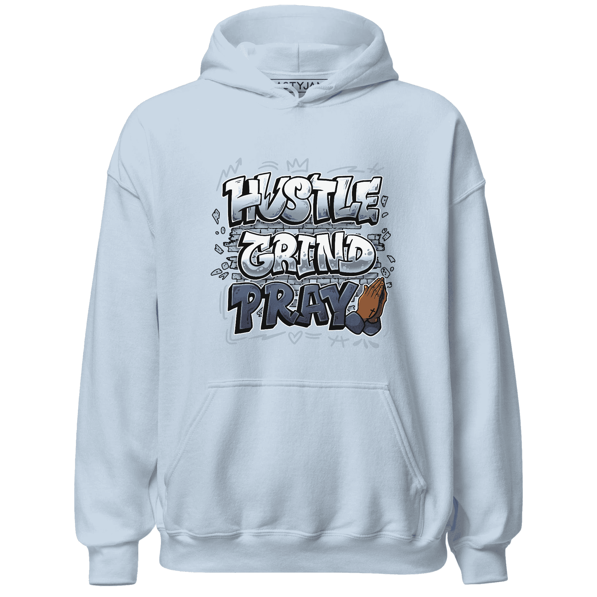 Mid Diffused Blue Grey 1s Hoodie Match Hustle Grind Pray - NastyJamz