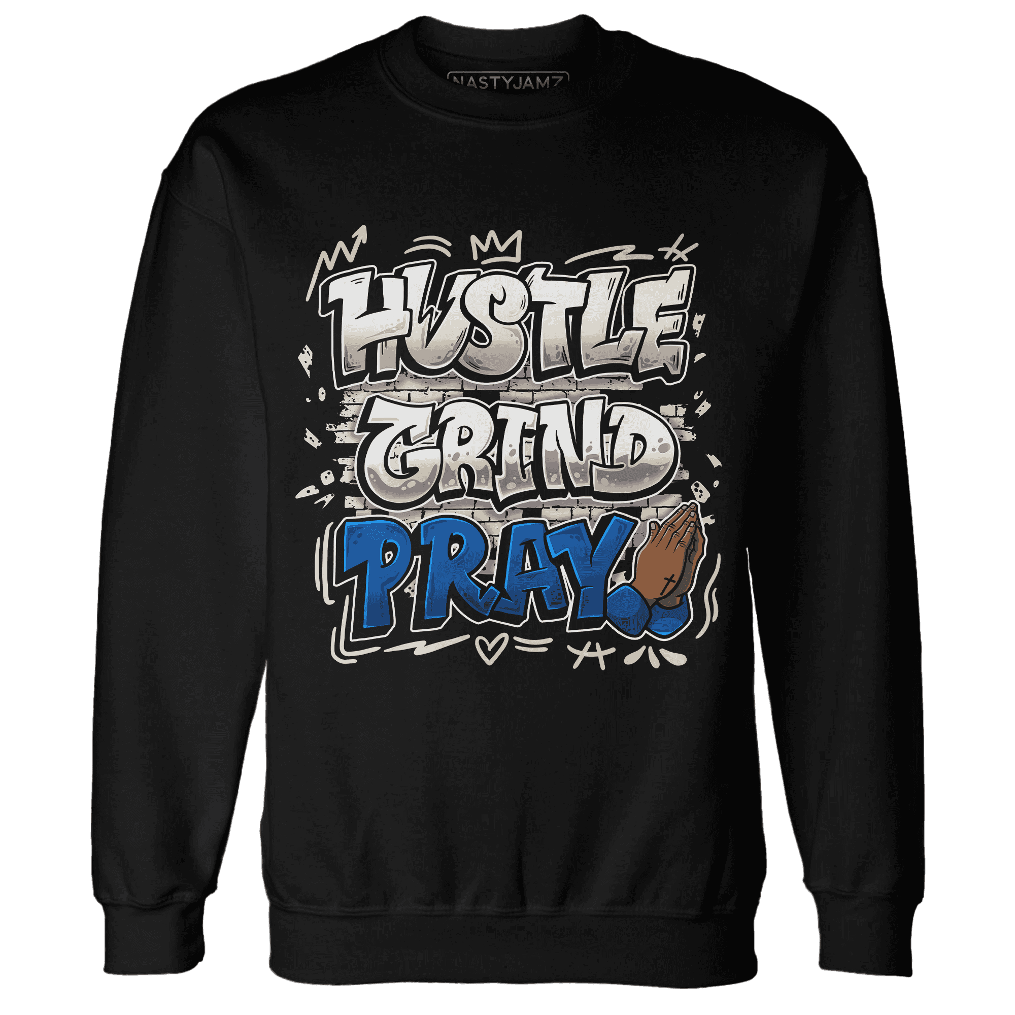 Quaiii 54 3s Sweatshirt Match Hustle Grind Pray - NastyJamz