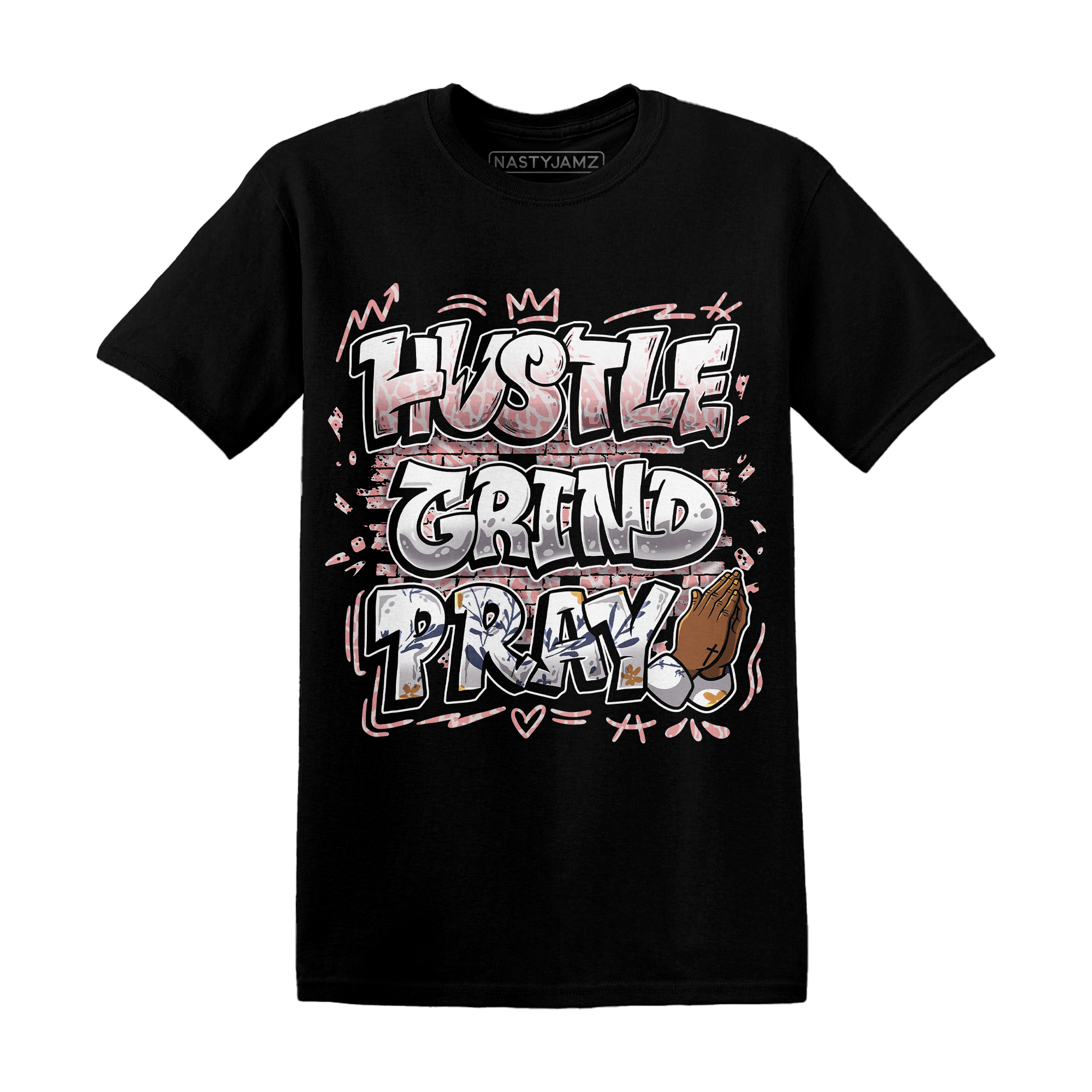 Red Stardust 3s T Shirt Match Hustle Grind Pray - NastyJamz