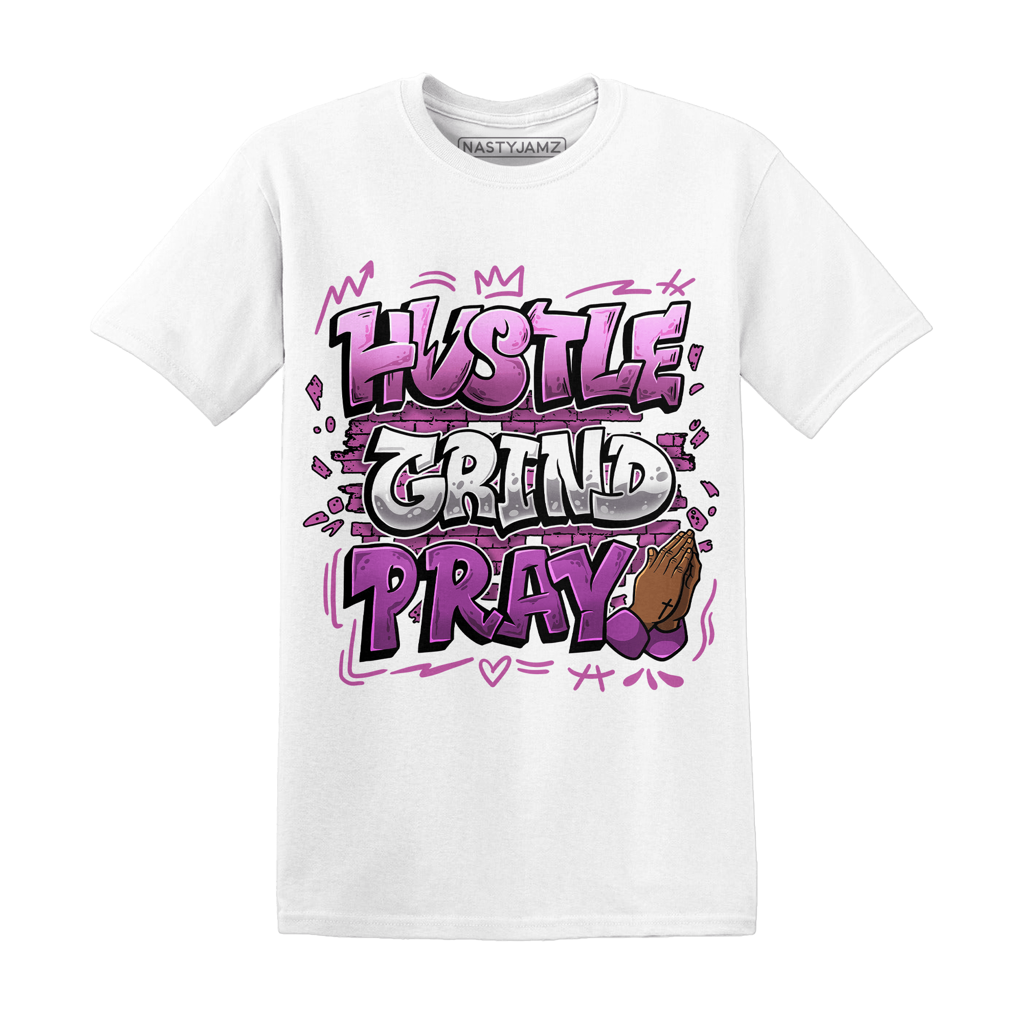 GS Hyper Violet 4s T Shirt Match Hustle Grind Pray - NastyJamz