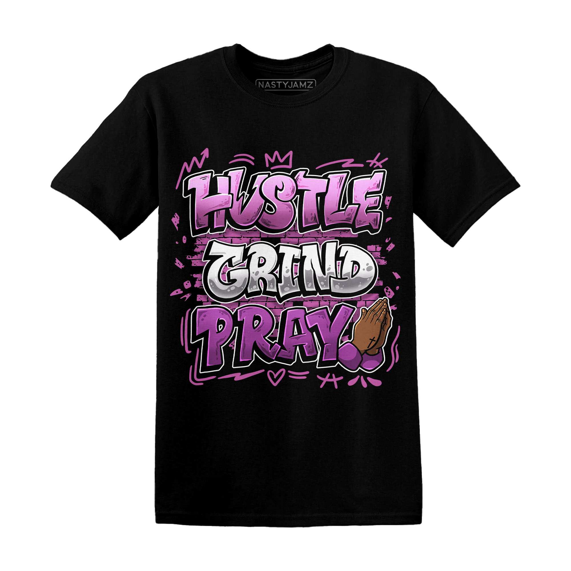 GS Hyper Violet 4s T Shirt Match Hustle Grind Pray - NastyJamz