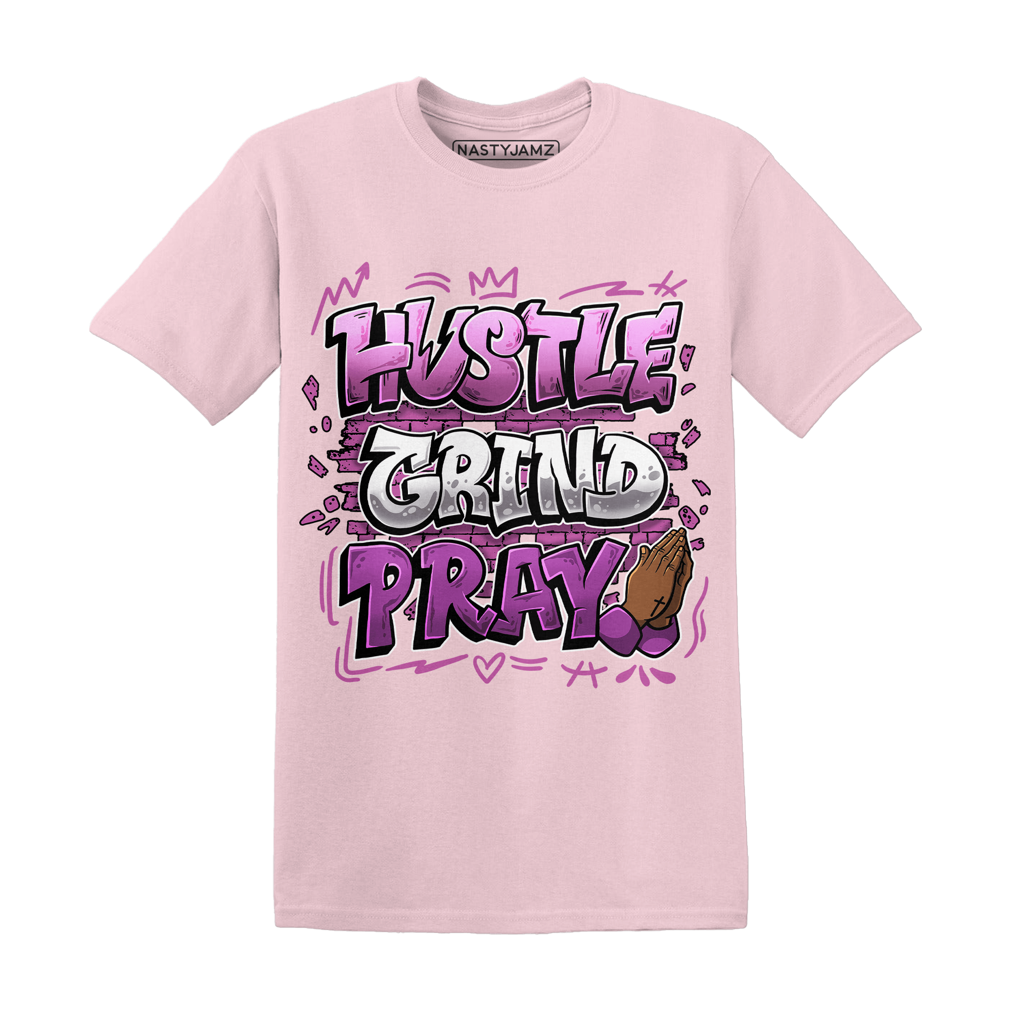 GS Hyper Violet 4s T Shirt Match Hustle Grind Pray - NastyJamz