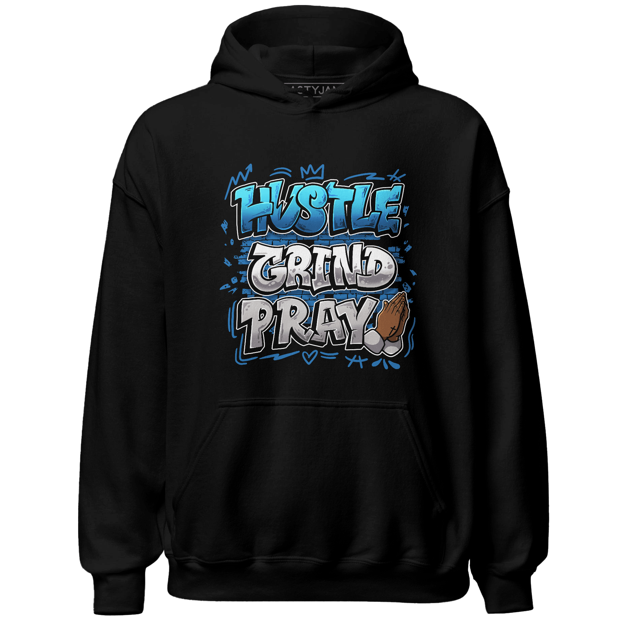 Industrial Blue 4s Hoodie Match Hustle Grind Pray - NastyJamz