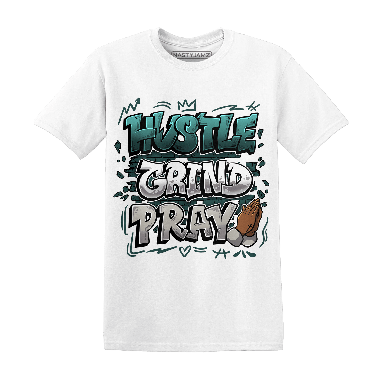 Oxidized Green 4s T Shirt Match Hustle Grind Pray - NastyJamz
