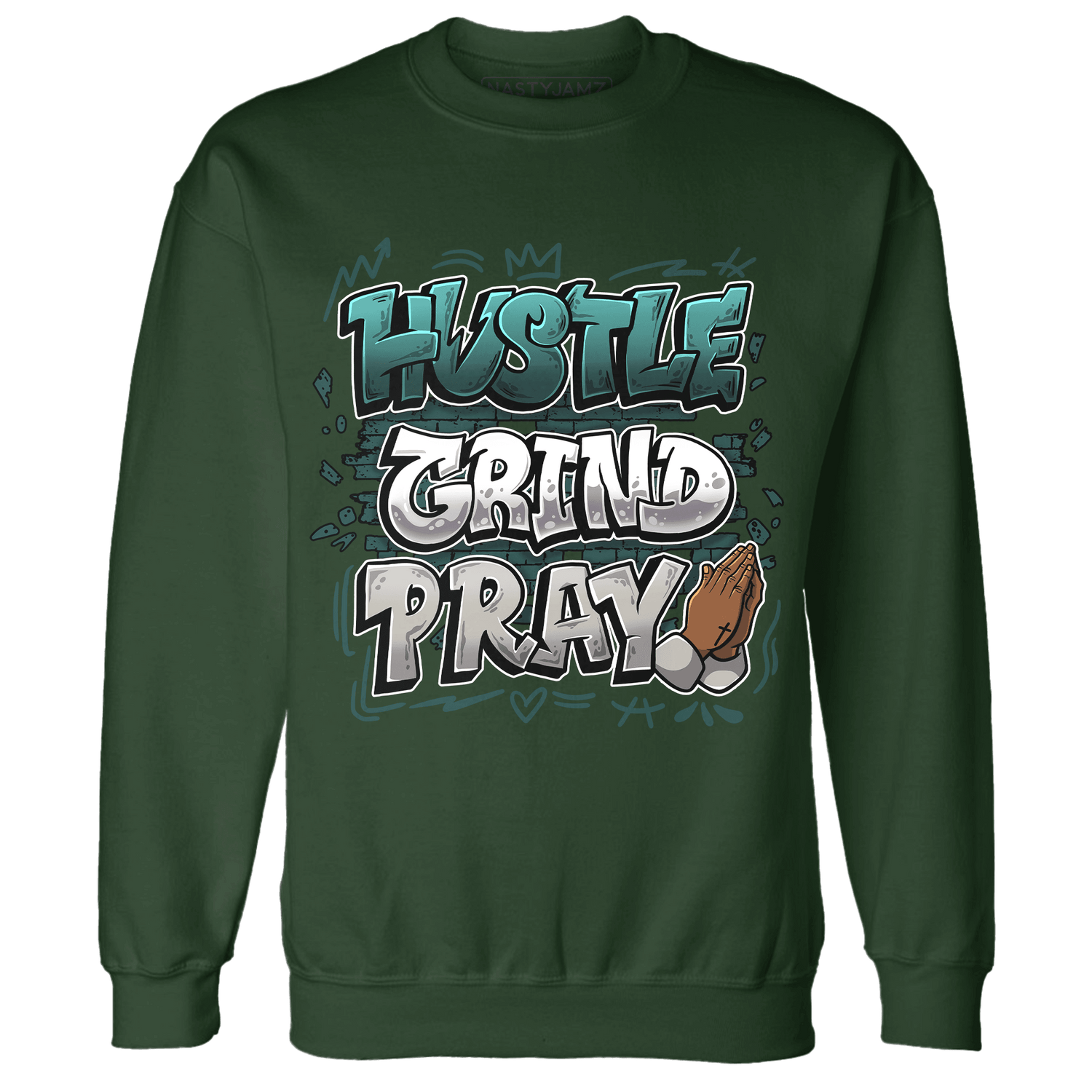 Oxidized Green 4s Sweatshirt Match Hustle Grind Pray - NastyJamz