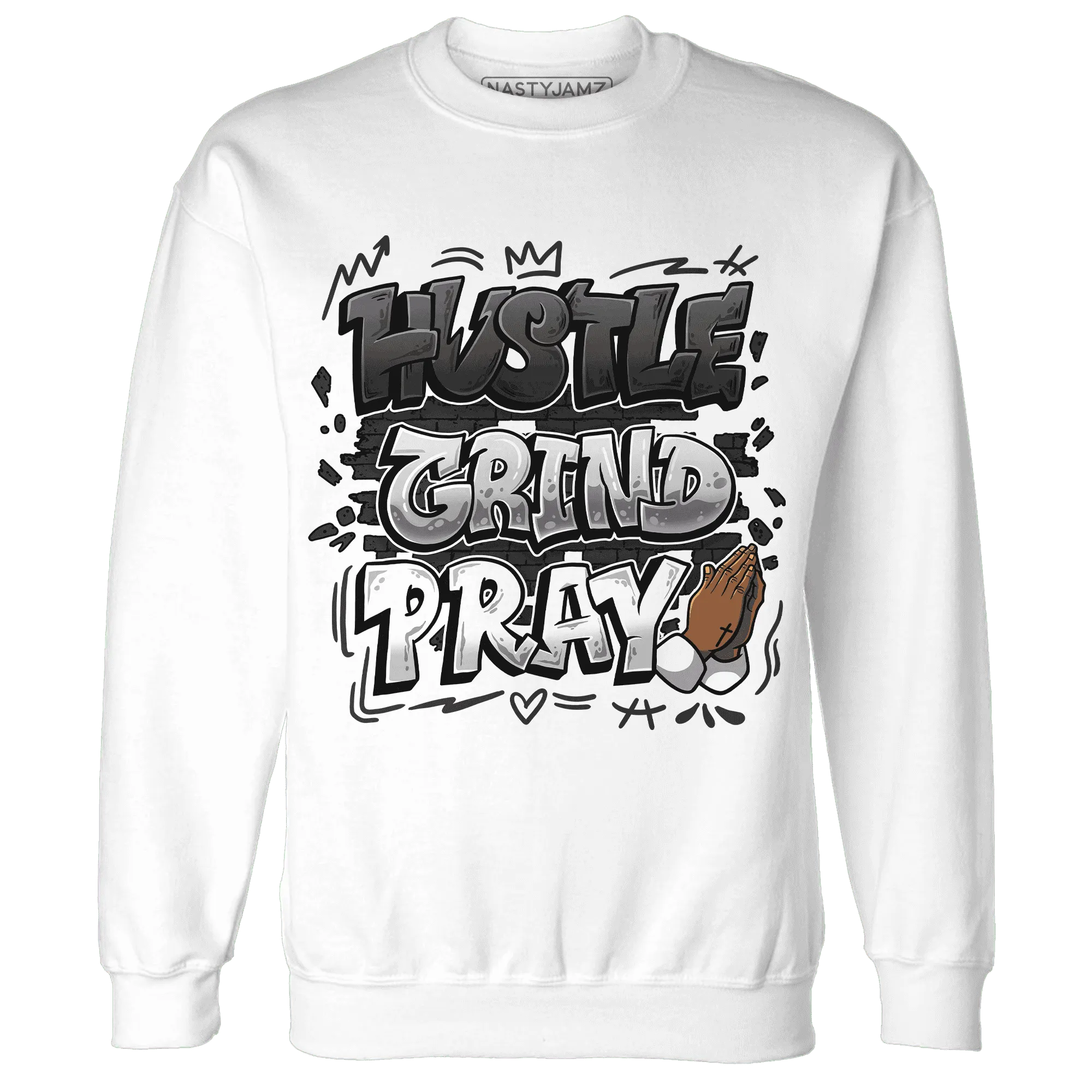 White-Thunder-4s-Sweatshirt-Match-Hustle-Grind-Pray