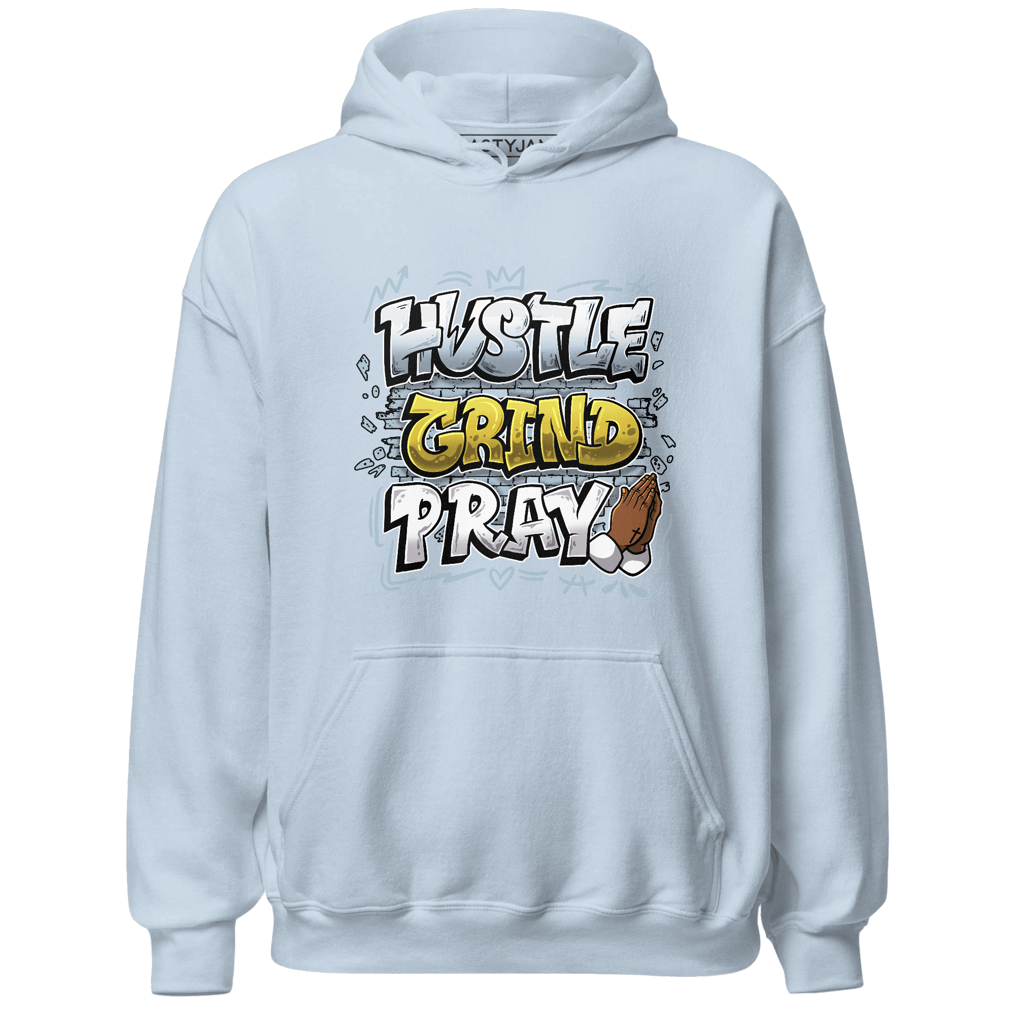 Blue Grey 13s Hoodie Match Hustle Grind Pray - NastyJamz