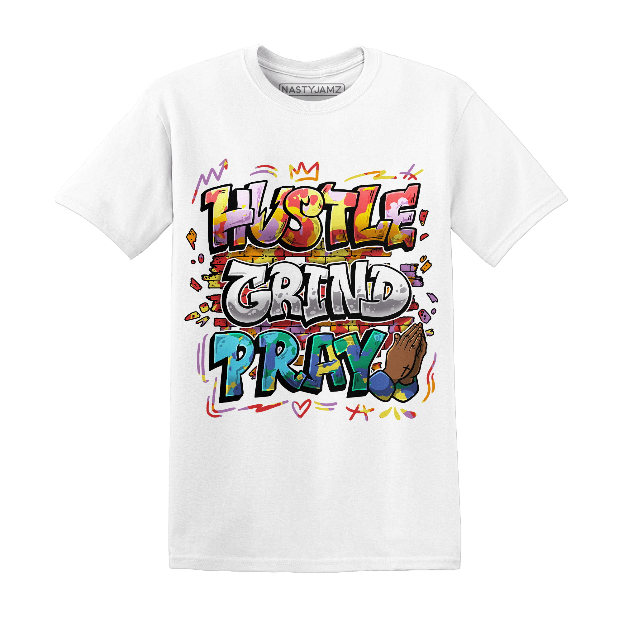 Mid GS Six Championships 1s T Shirt Match Hustle Grind Pray - NastyJamz