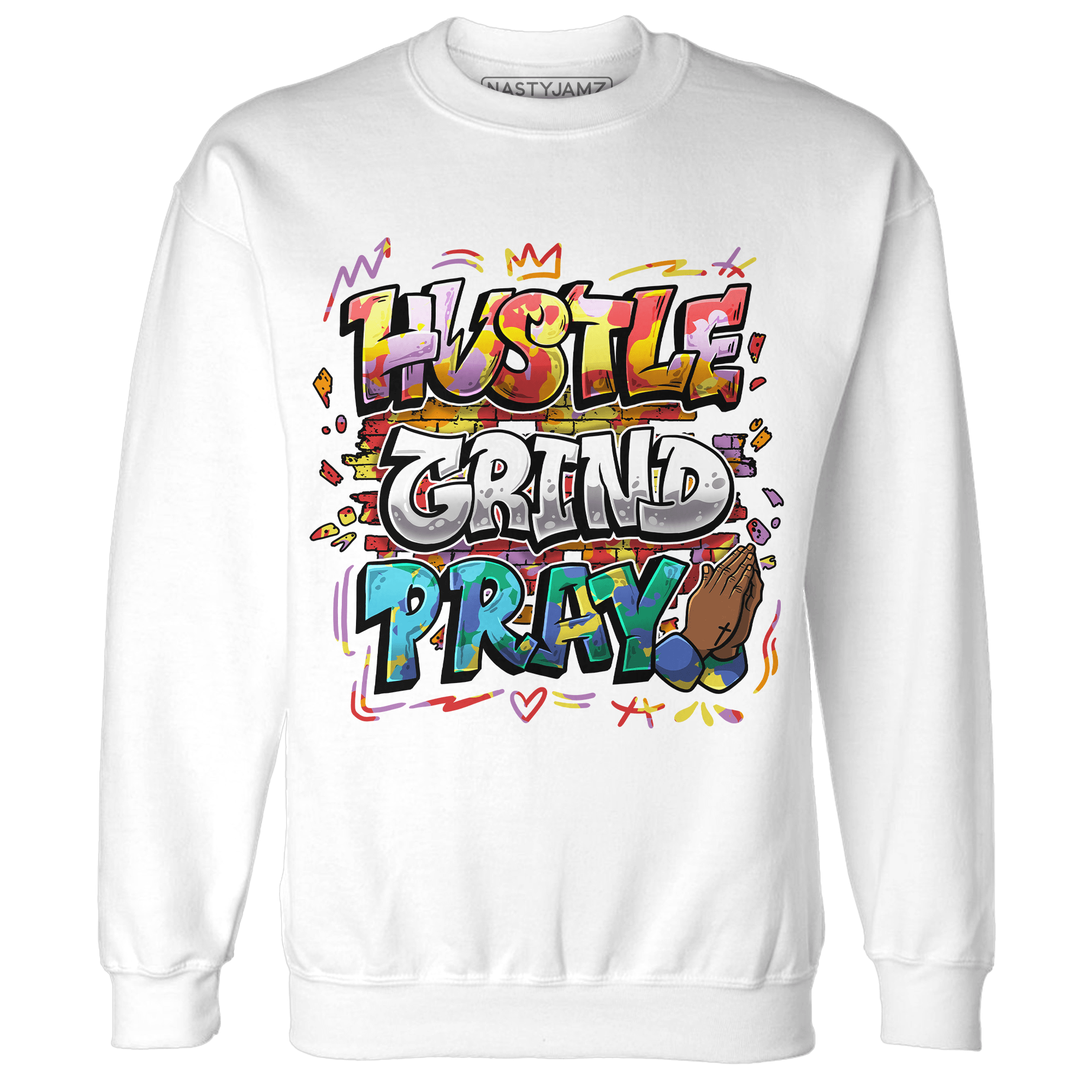 Mid GS Six Championships 1s Sweatshirt Match Hustle Grind Pray - NastyJamz