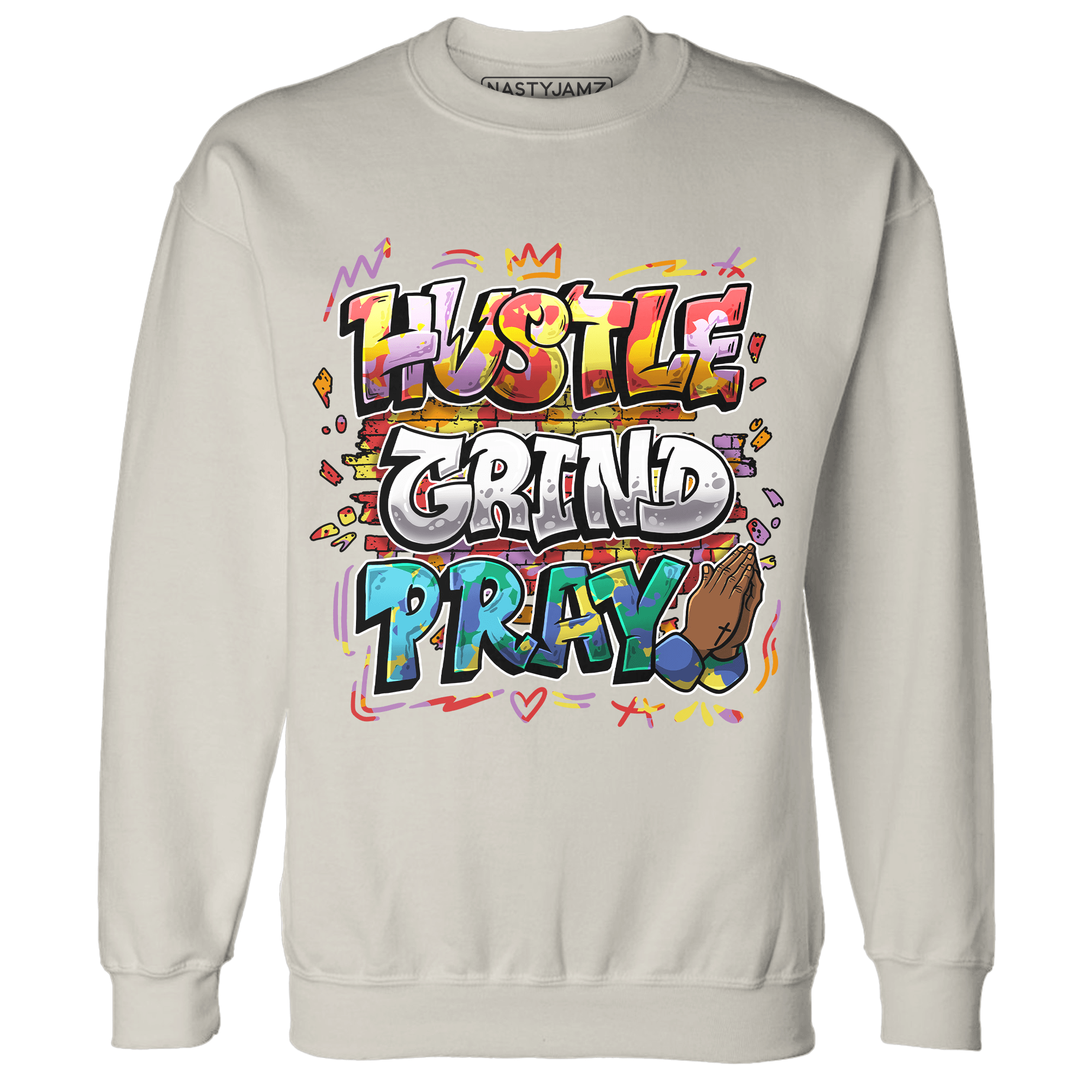 Mid GS Six Championships 1s Sweatshirt Match Hustle Grind Pray - NastyJamz