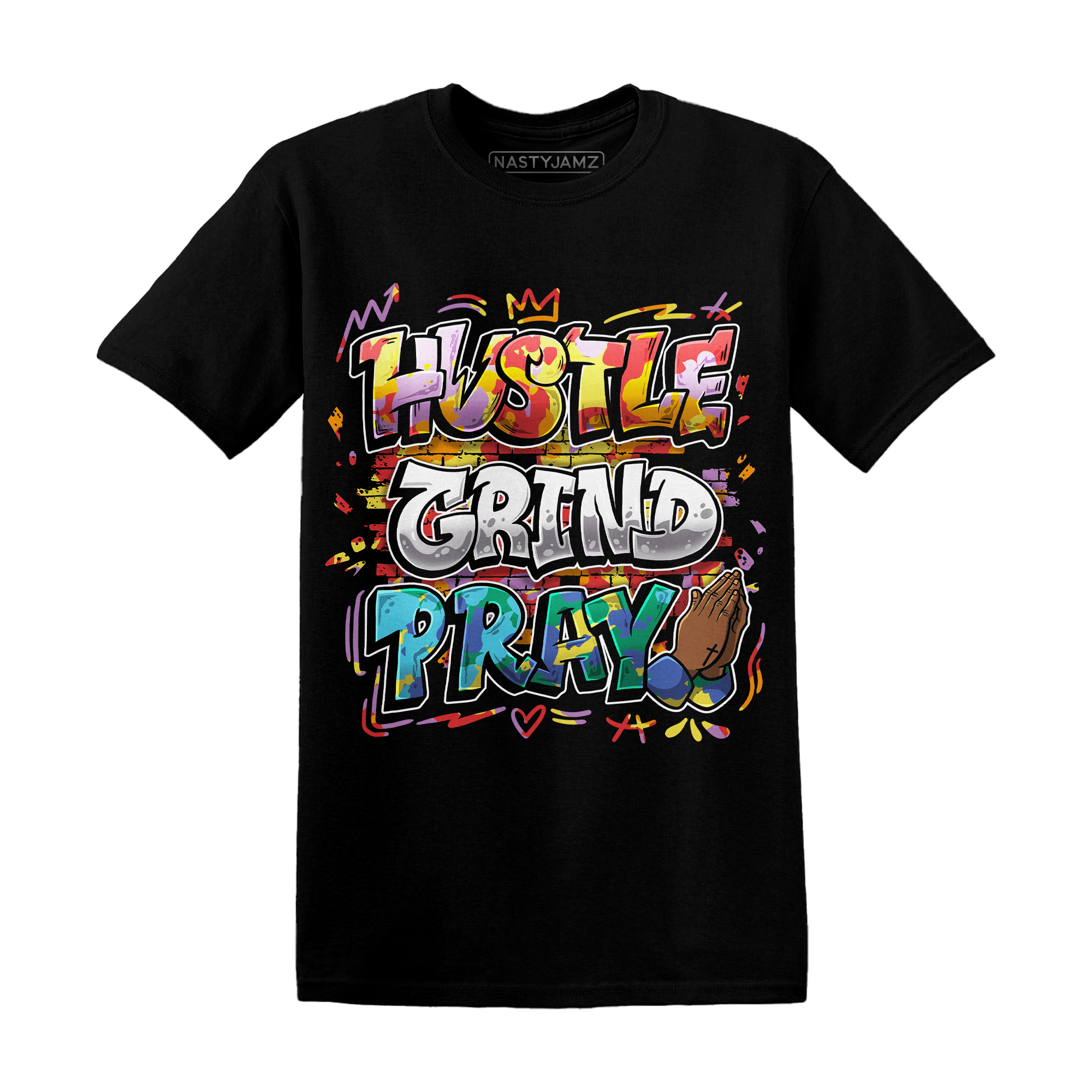 Mid GS Six Championships 1s T Shirt Match Hustle Grind Pray - NastyJamz