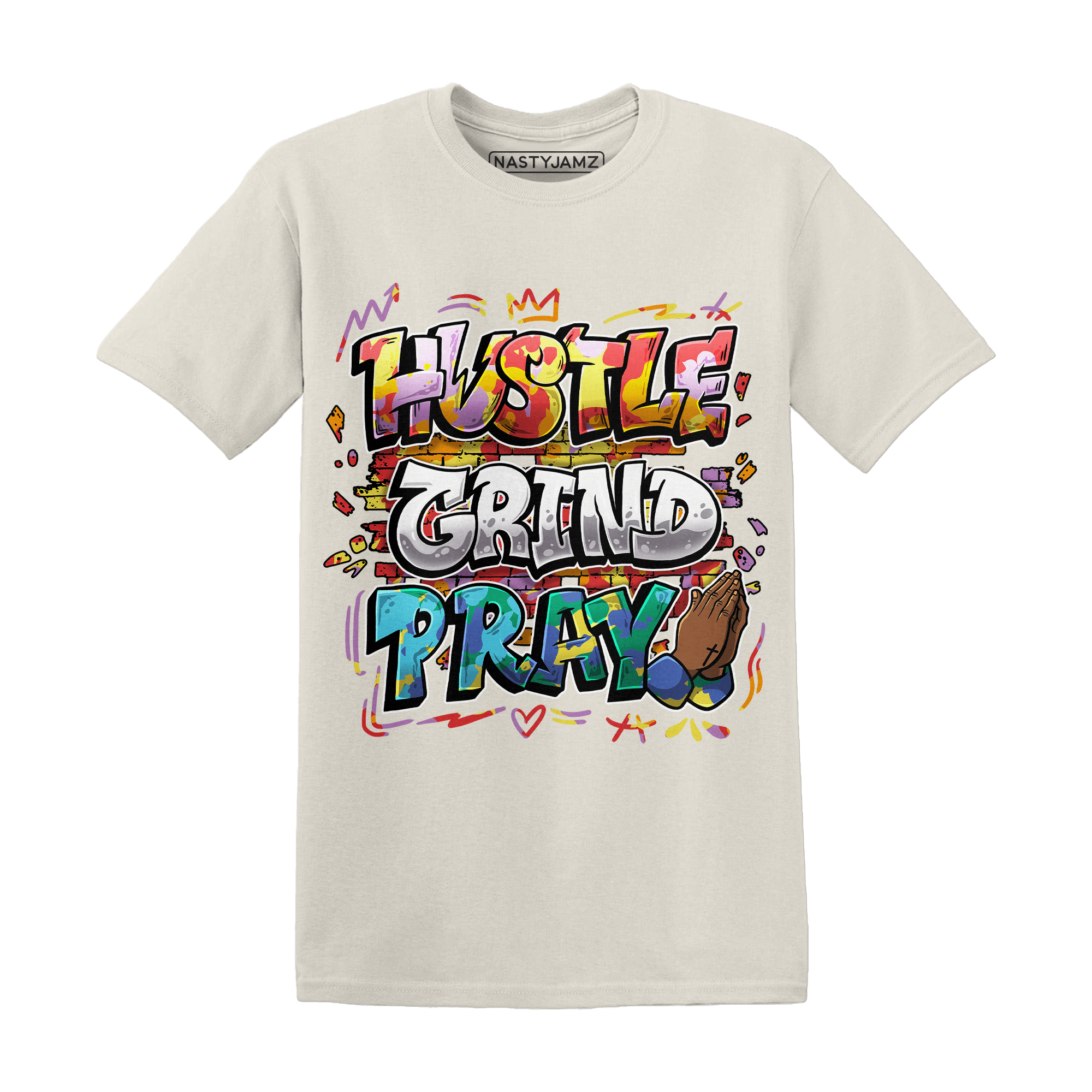 Mid GS Six Championships 1s T Shirt Match Hustle Grind Pray - NastyJamz