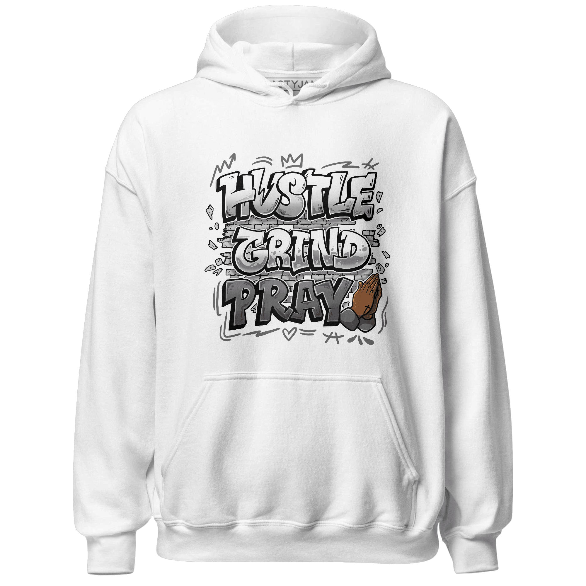 Retro High OG Black White 1s Hoodie Match Hustle Grind Pray - NastyJamz