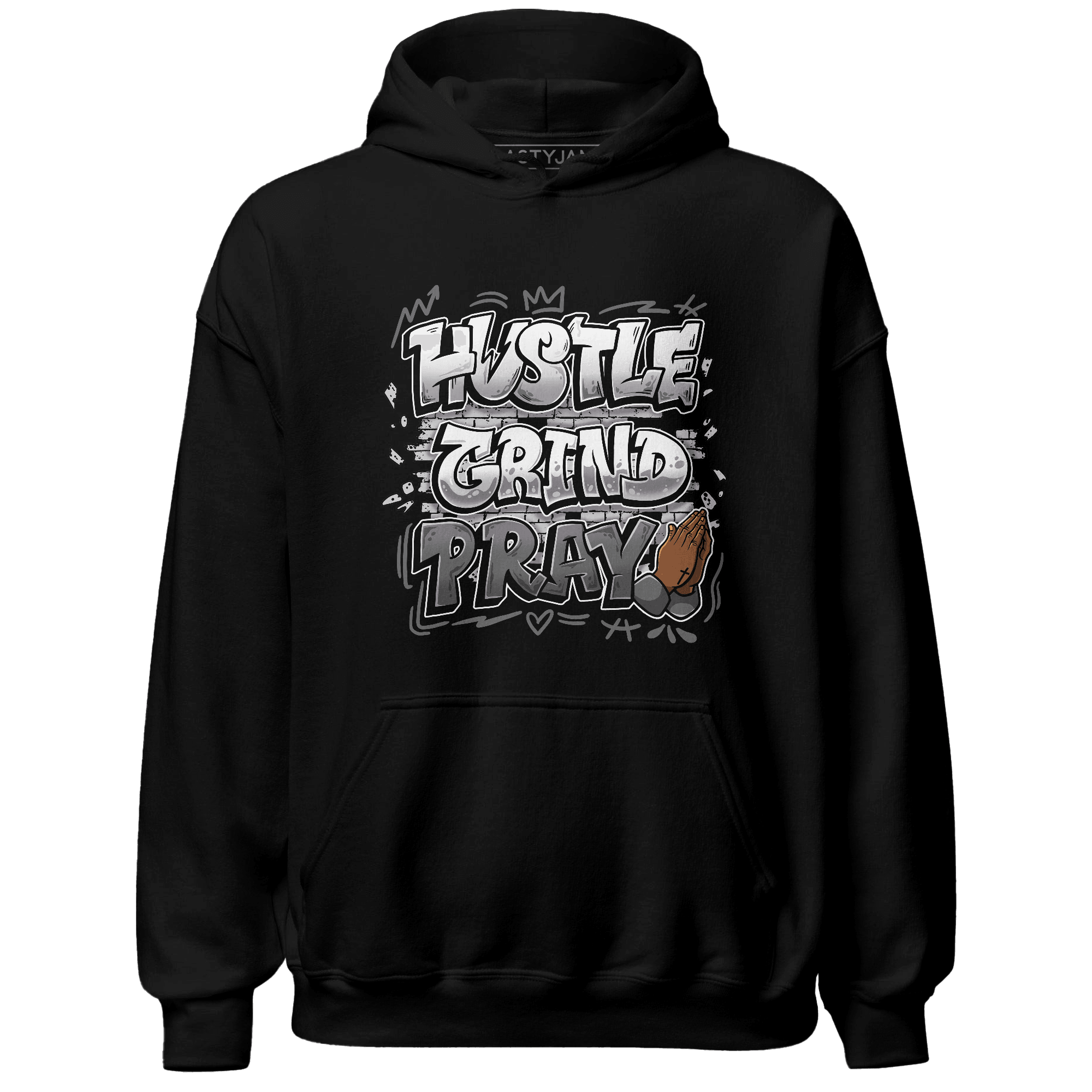 Retro High OG Black White 1s Hoodie Match Hustle Grind Pray - NastyJamz