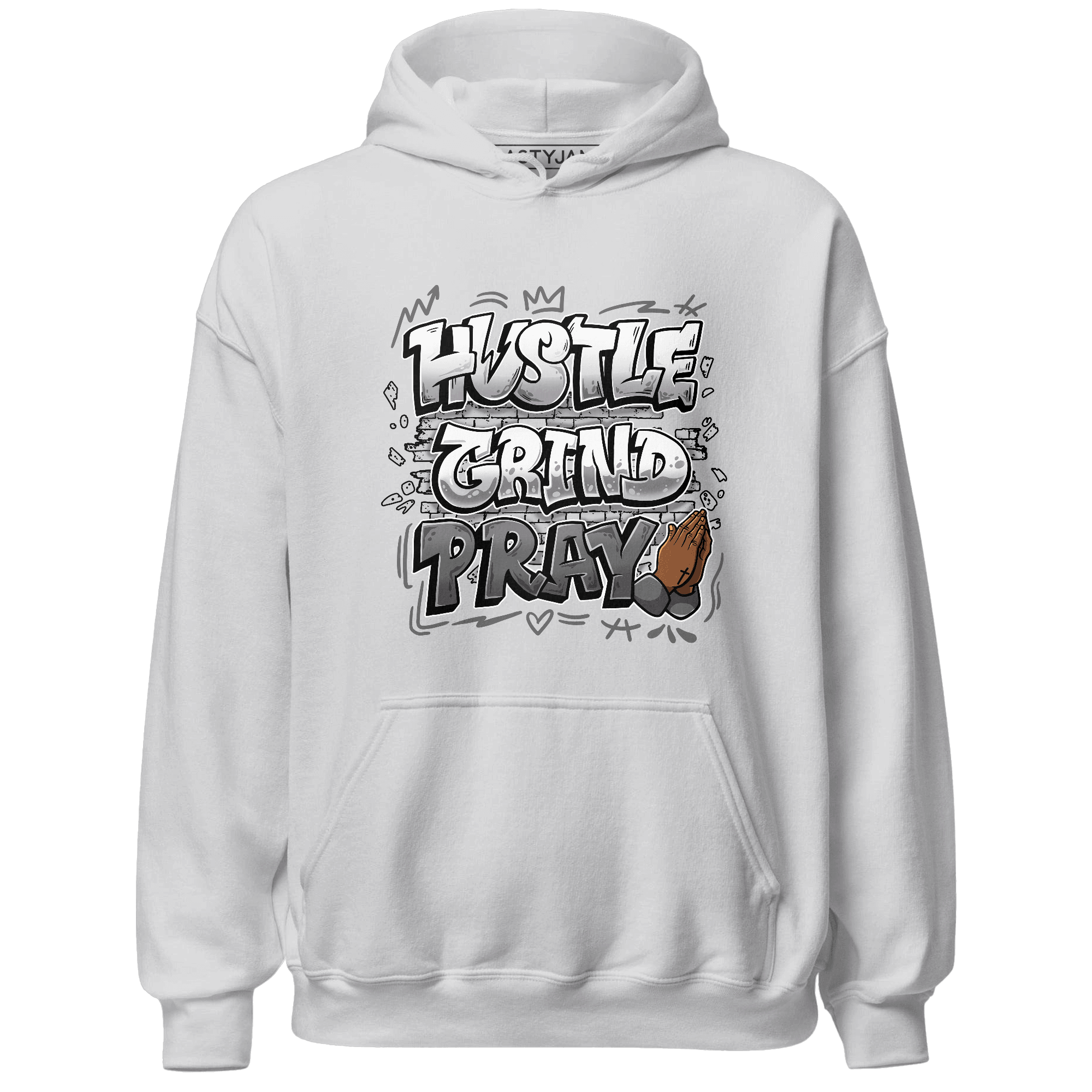 Retro High OG Black White 1s Hoodie Match Hustle Grind Pray - NastyJamz