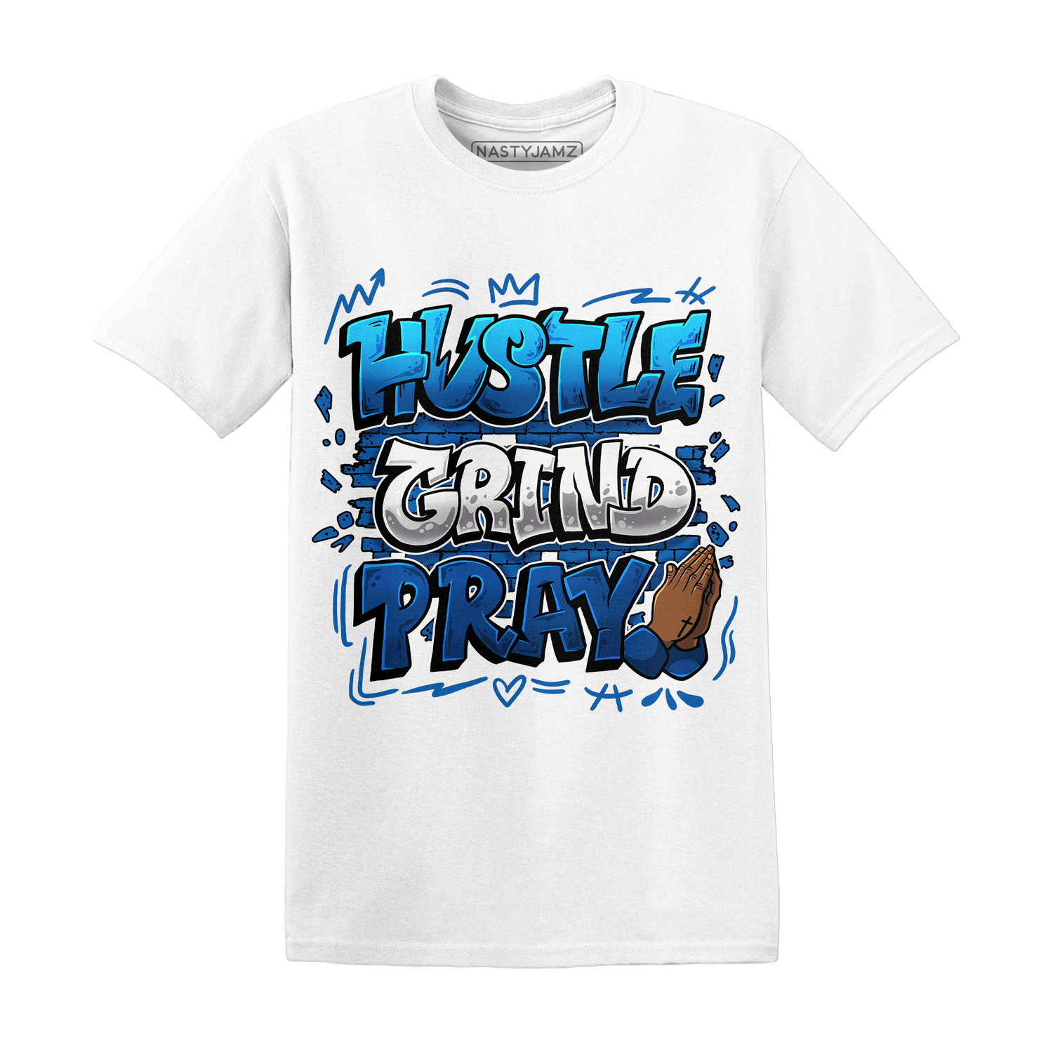 Royal Reimagined 1s T Shirt Match Hustle Grind Pray - NastyJamz