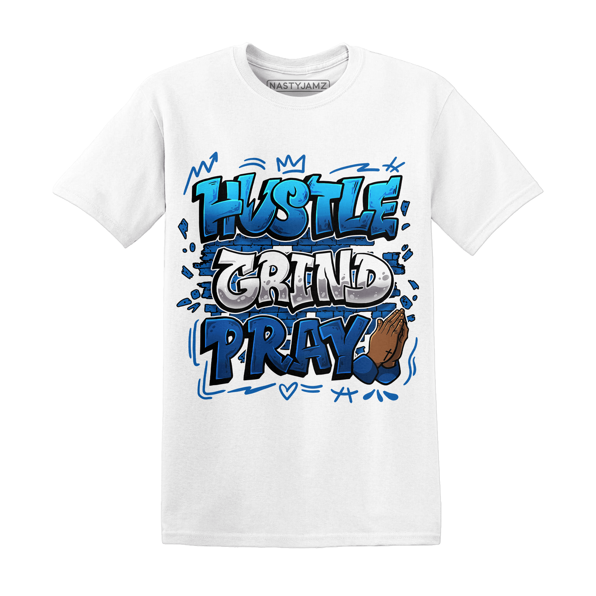 Royal Reimagined 1s T Shirt Match Hustle Grind Pray - NastyJamz