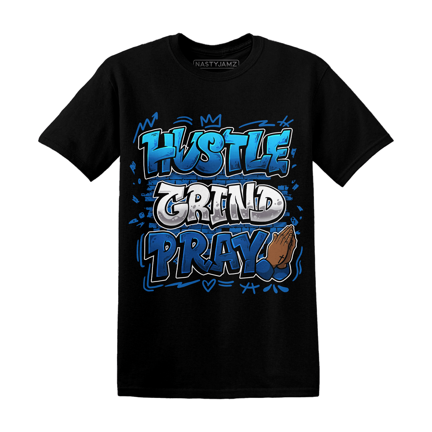 Royal Reimagined 1s T Shirt Match Hustle Grind Pray - NastyJamz