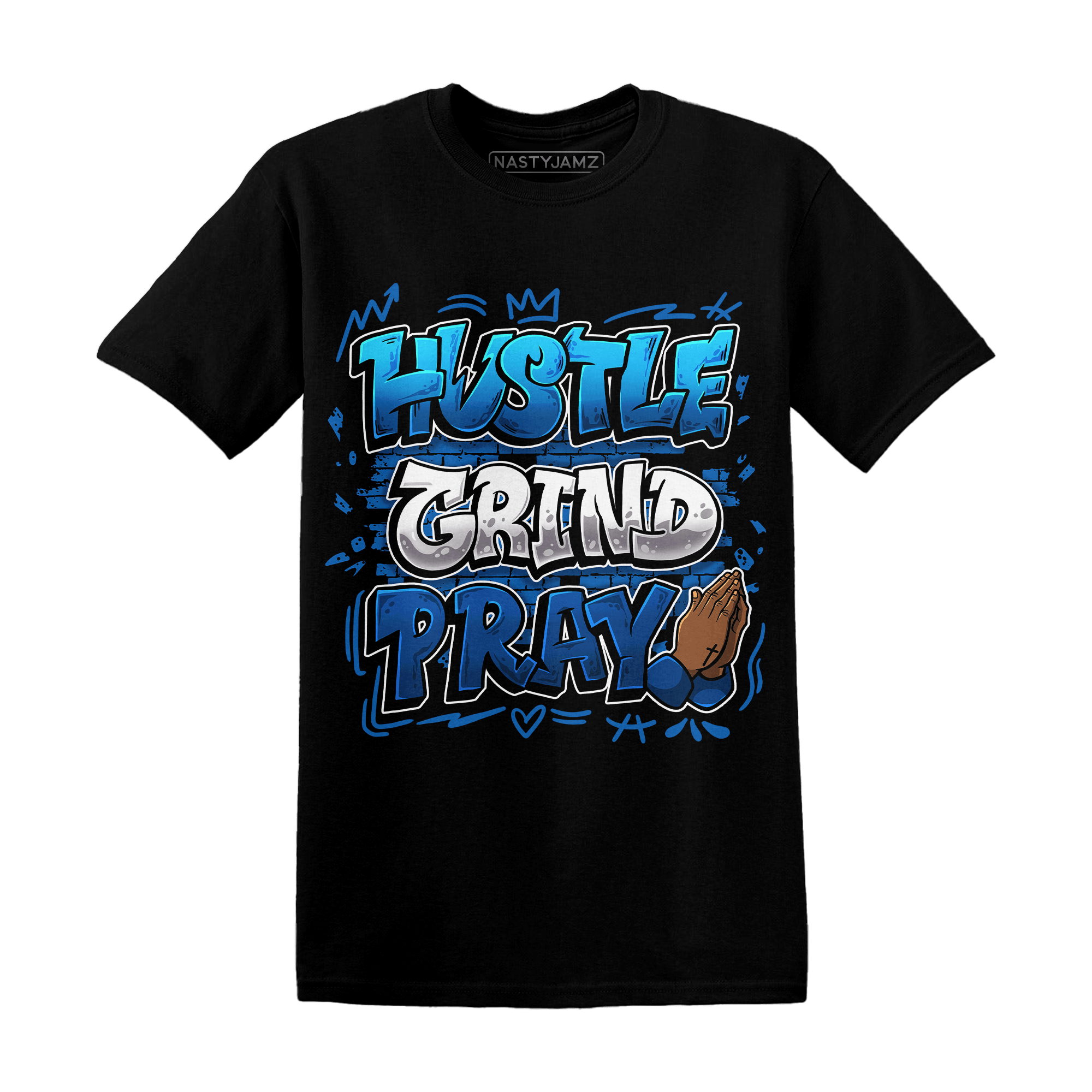 Royal Reimagined 1s T Shirt Match Hustle Grind Pray - NastyJamz