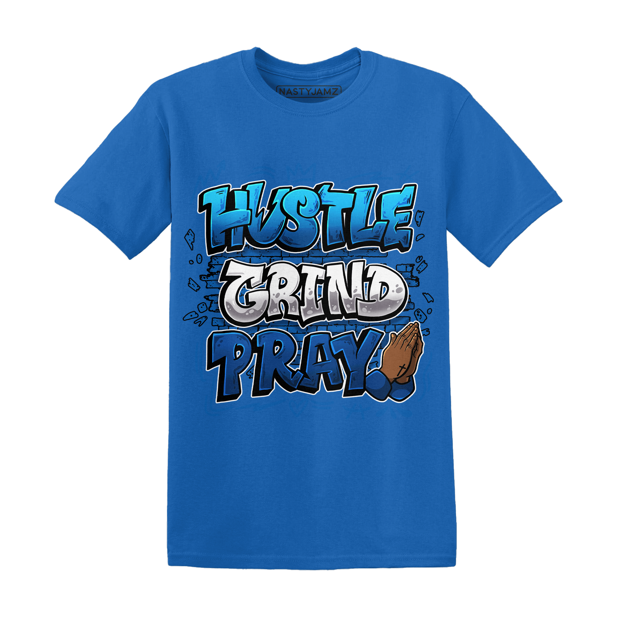 Royal Reimagined 1s T Shirt Match Hustle Grind Pray - NastyJamz