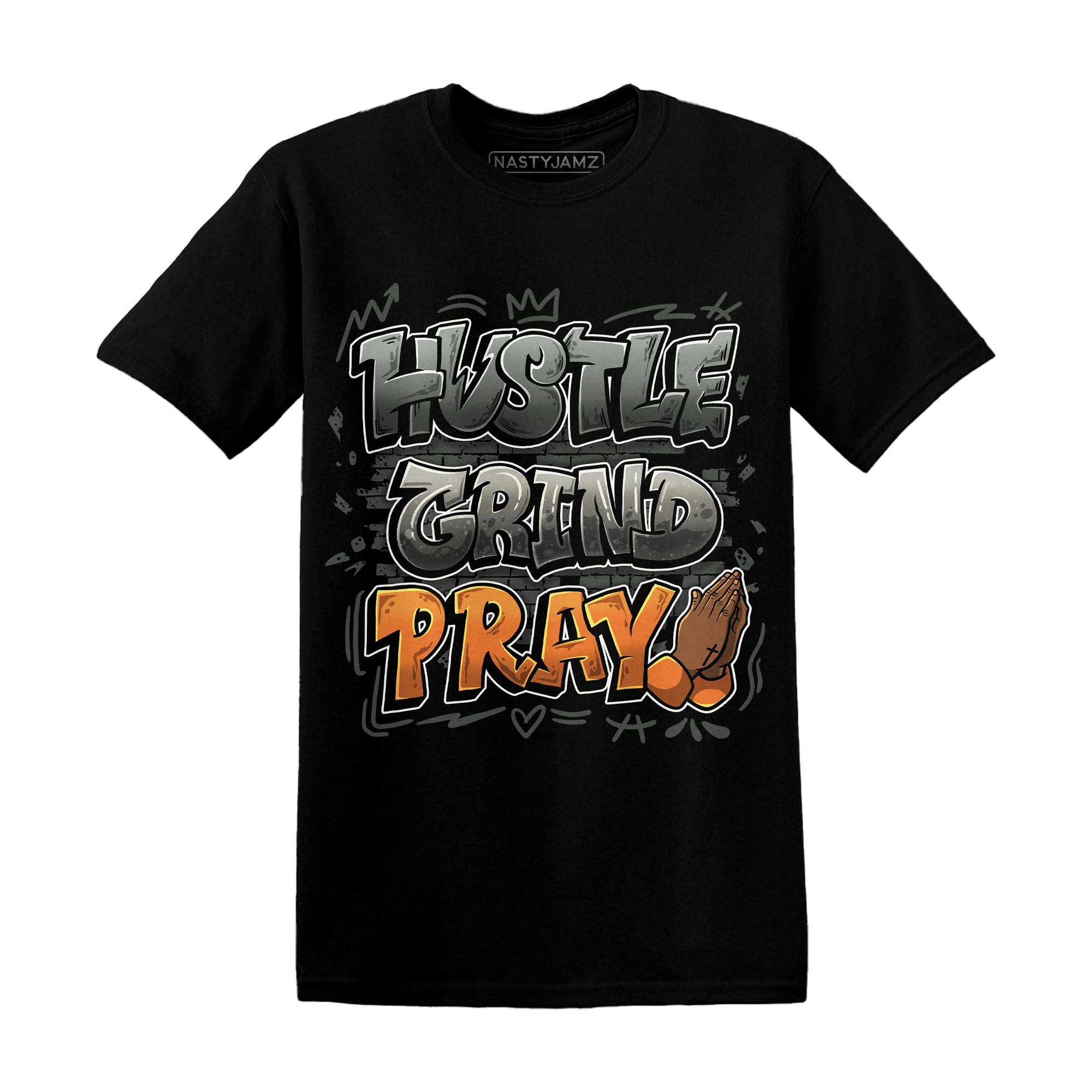 Fear Pack 3s T Shirt Match Hustle Grind Pray - NastyJamz
