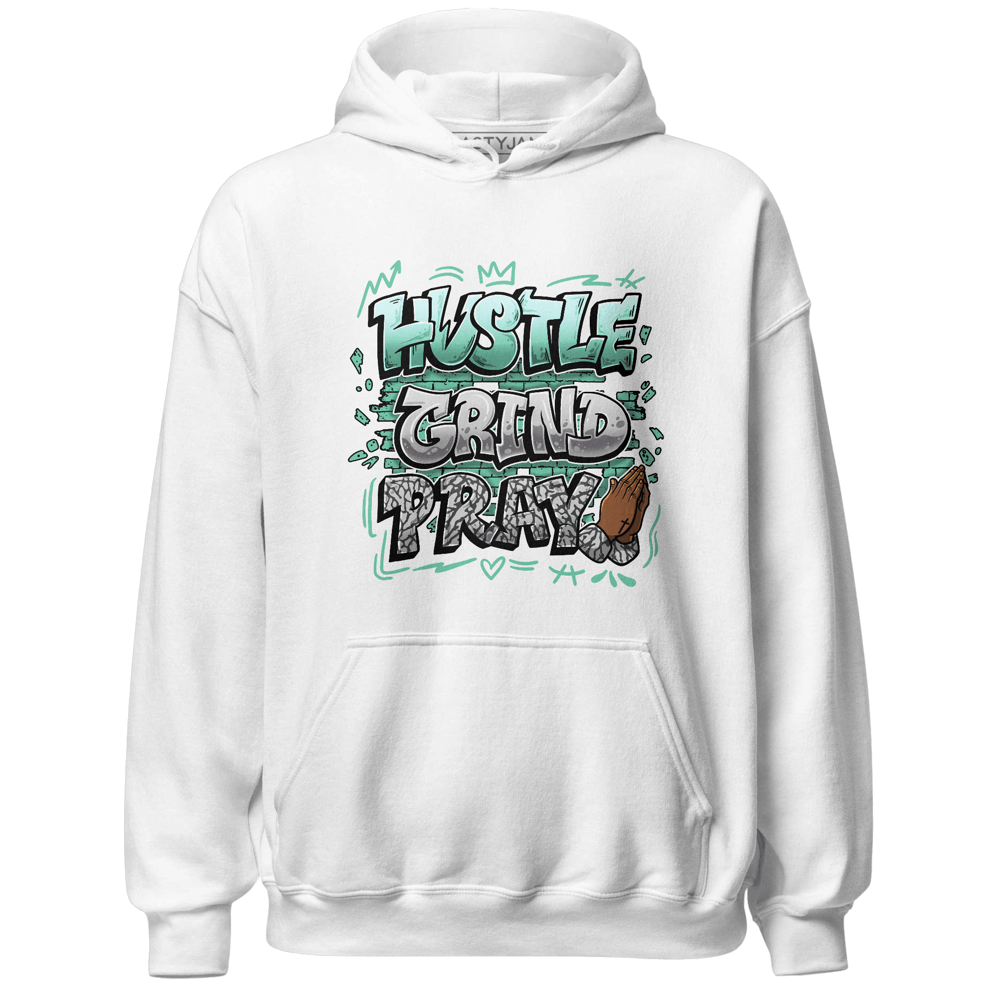 Green Glow 3s Hoodie Match Hustle Grind Pray - NastyJamz