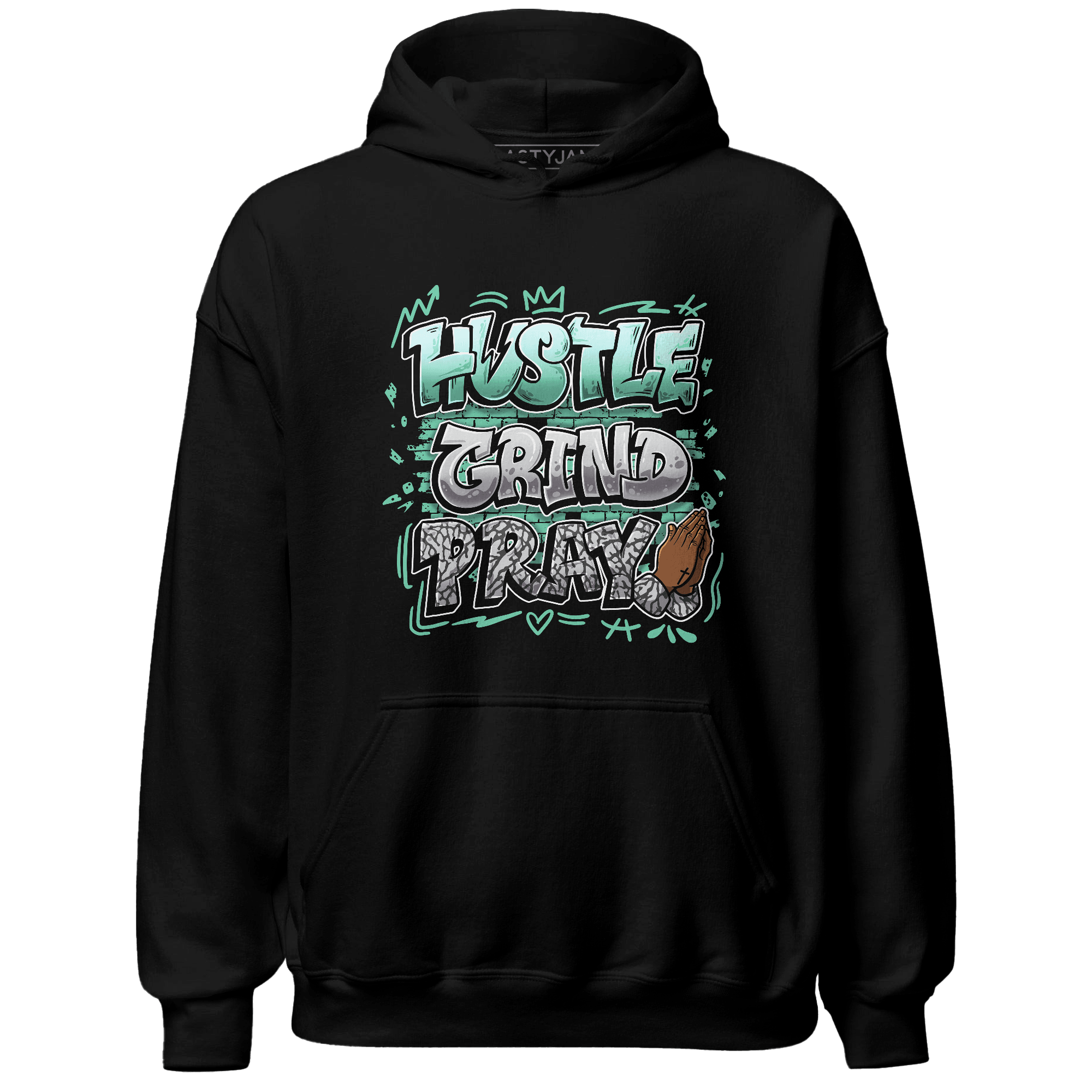 Green Glow 3s Hoodie Match Hustle Grind Pray - NastyJamz