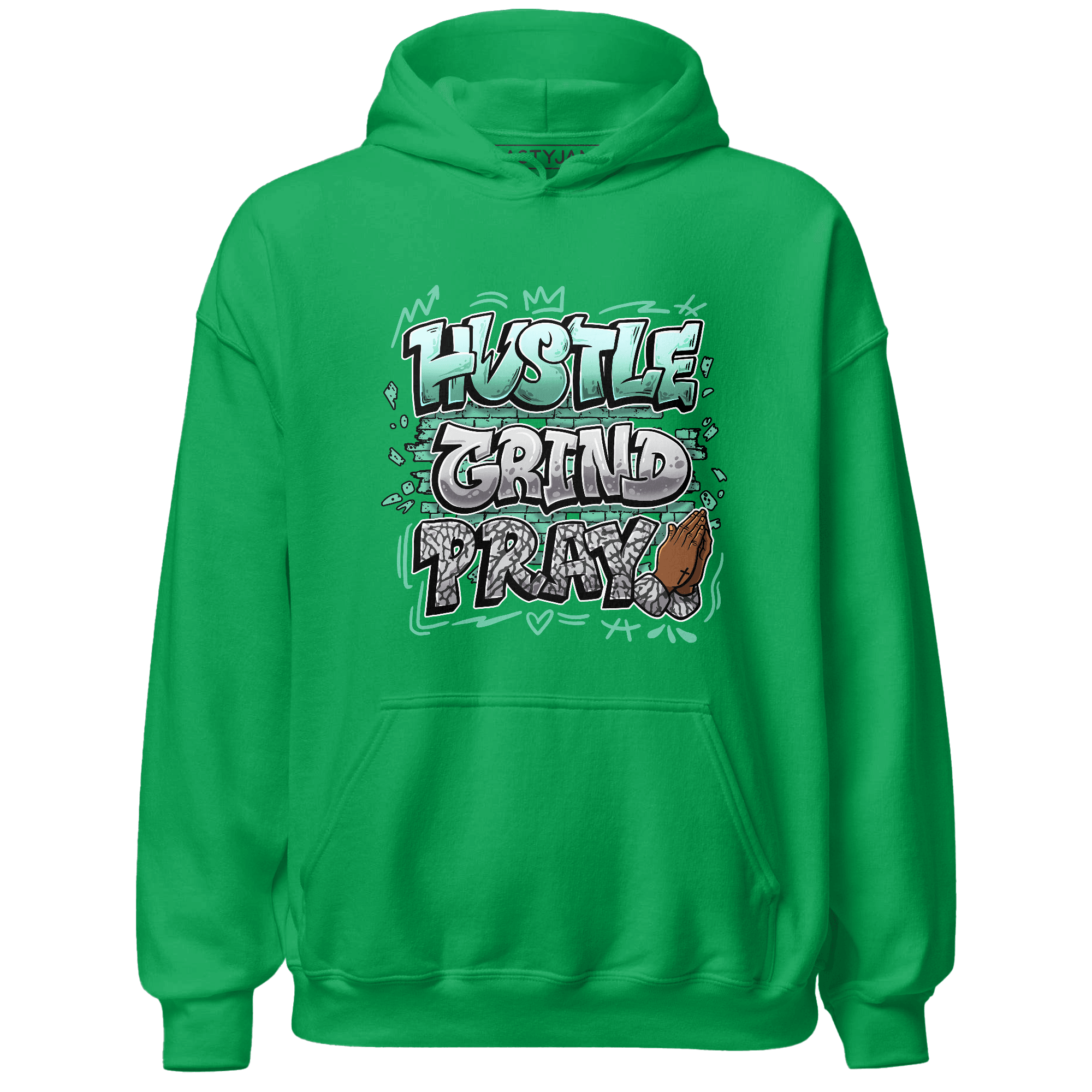 Green Glow 3s Hoodie Match Hustle Grind Pray - NastyJamz