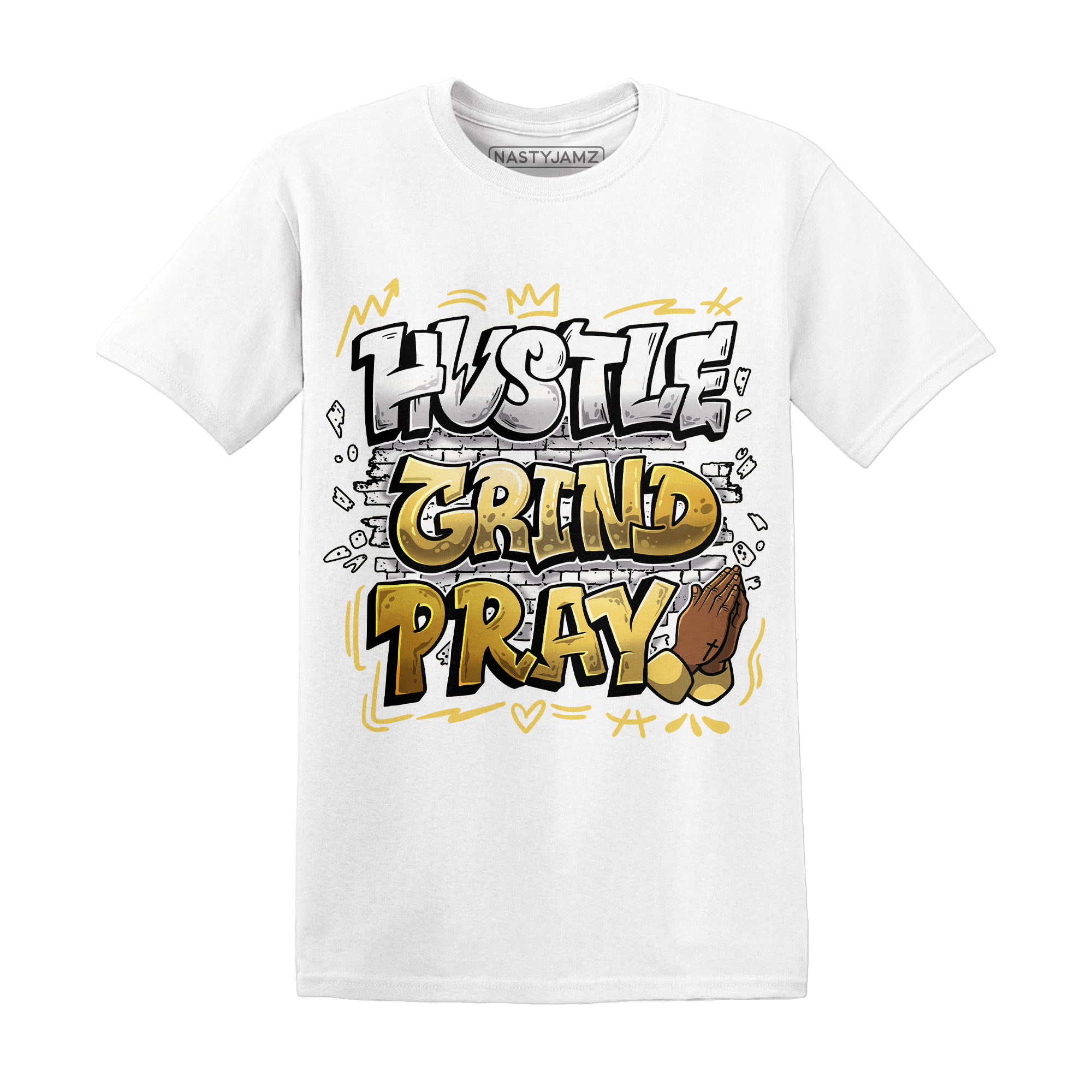 Sail 4s T Shirt Match Hustle Grind Pray - NastyJamz