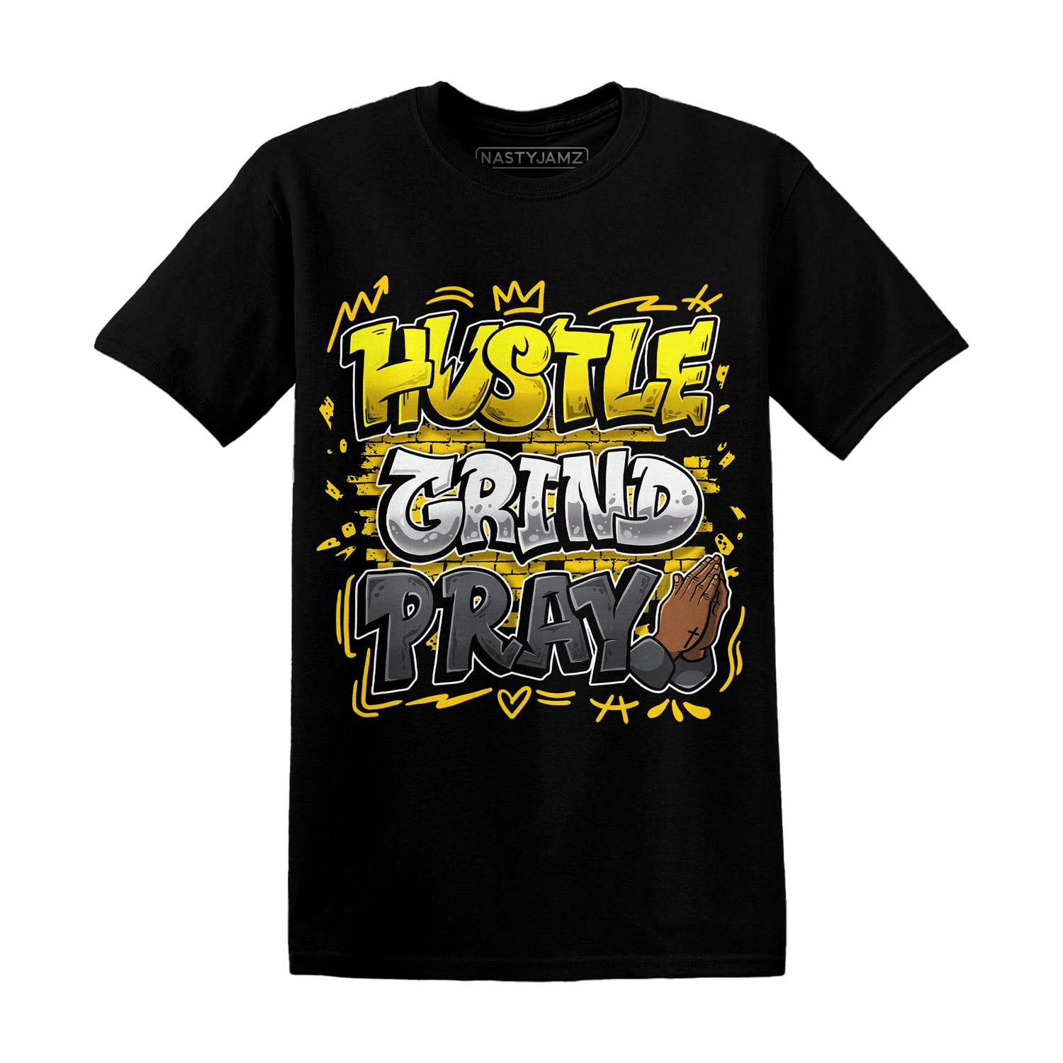 Thunder 4s T Shirt Match Hustle Grind Pray - NastyJamz