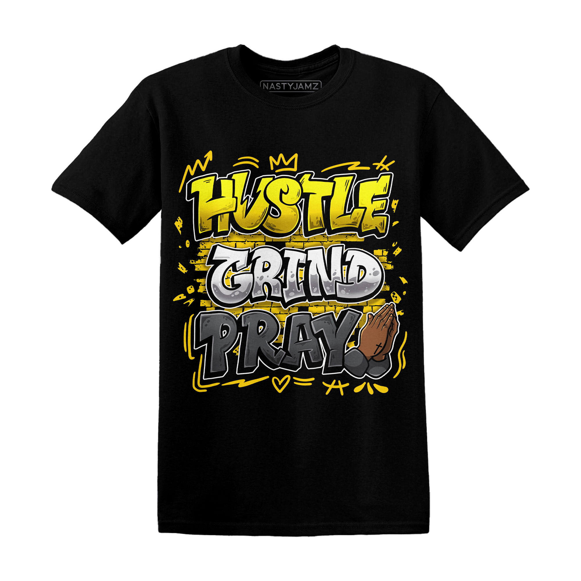 Thunder 4s T Shirt Match Hustle Grind Pray - NastyJamz