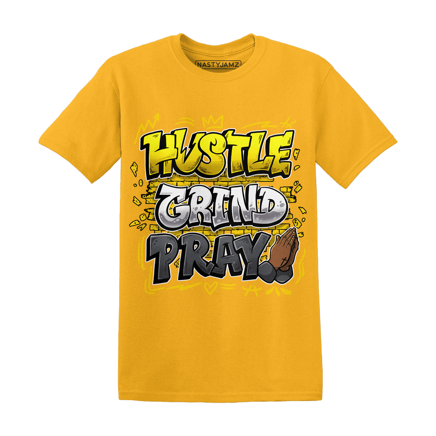 Thunder 4s T Shirt Match Hustle Grind Pray - NastyJamz