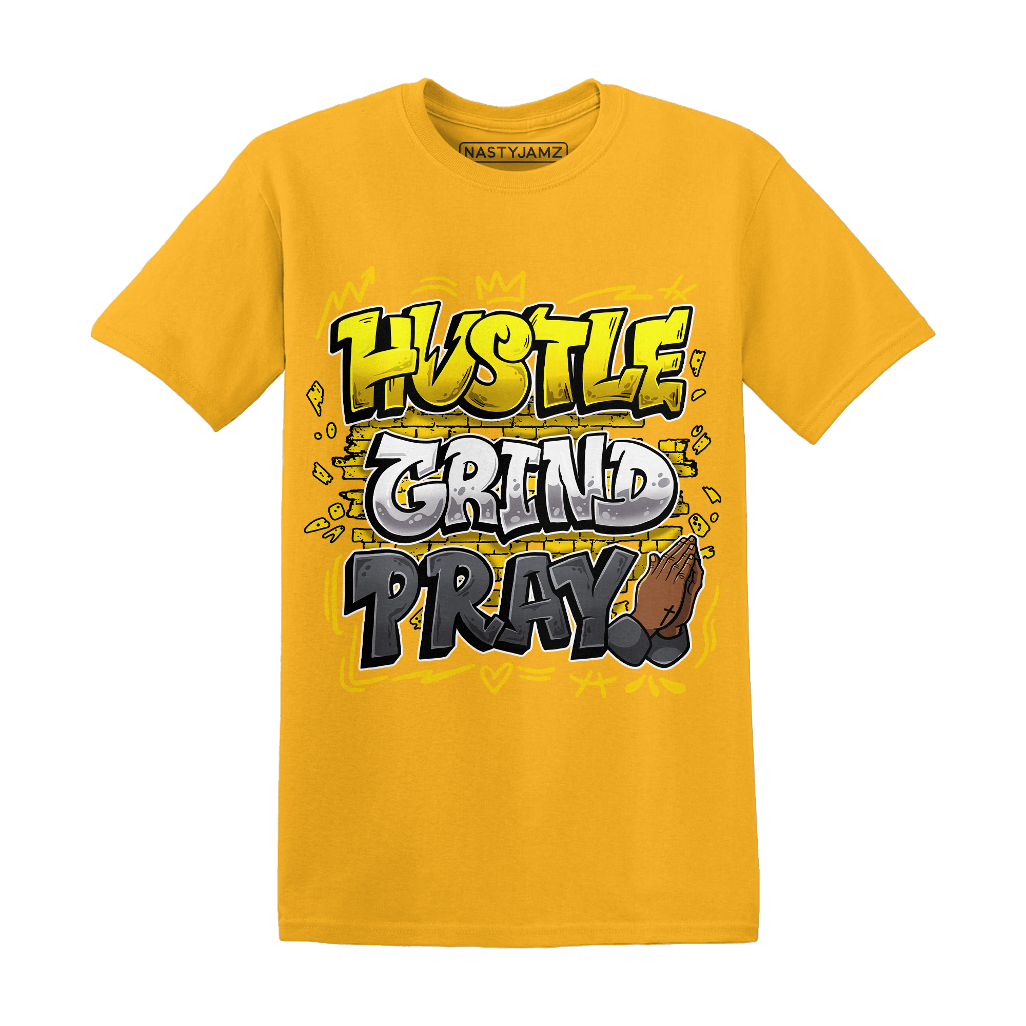 Thunder 4s T Shirt Match Hustle Grind Pray - NastyJamz