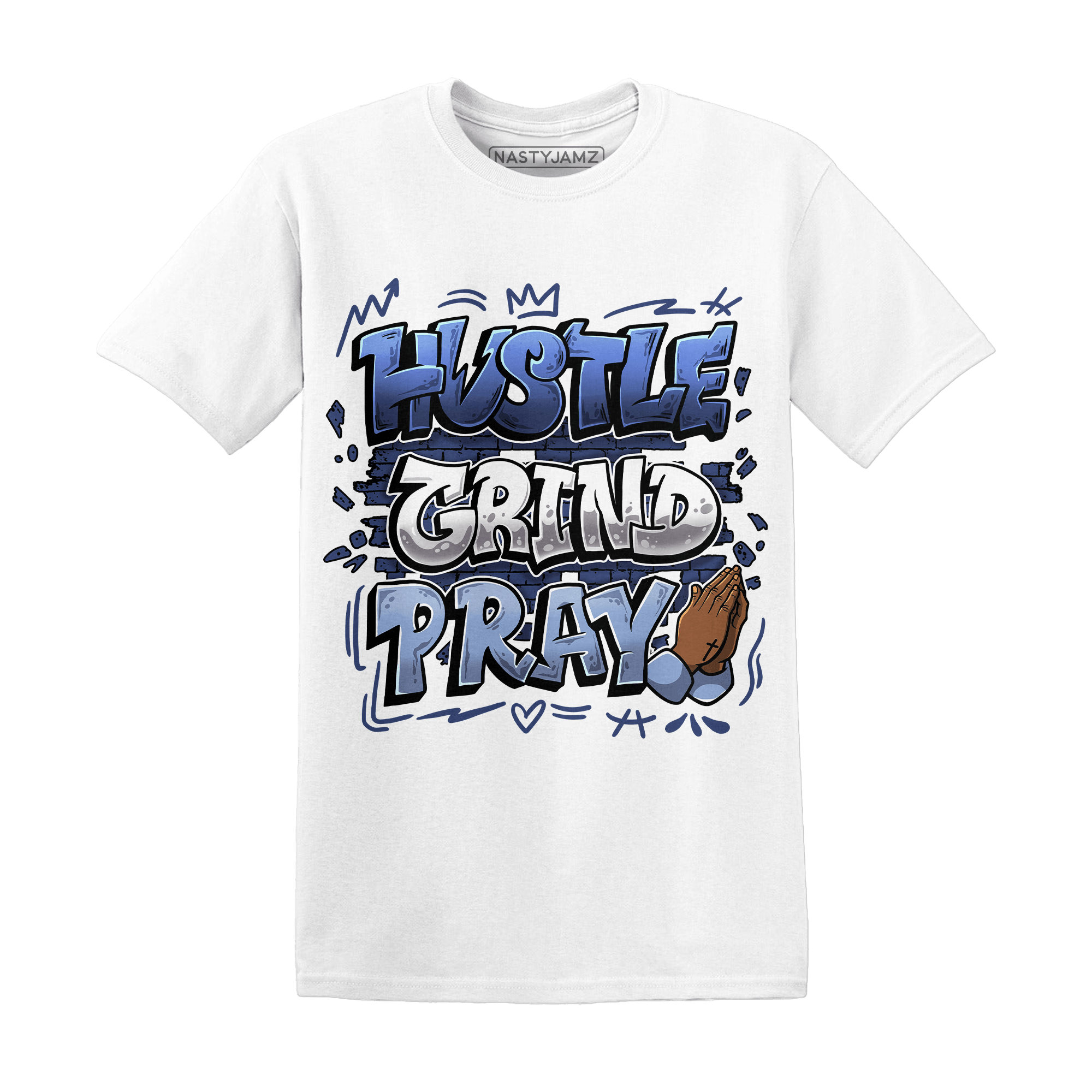 Midnight Navy 5s T Shirt Match Hustle Grind Pray - NastyJamz