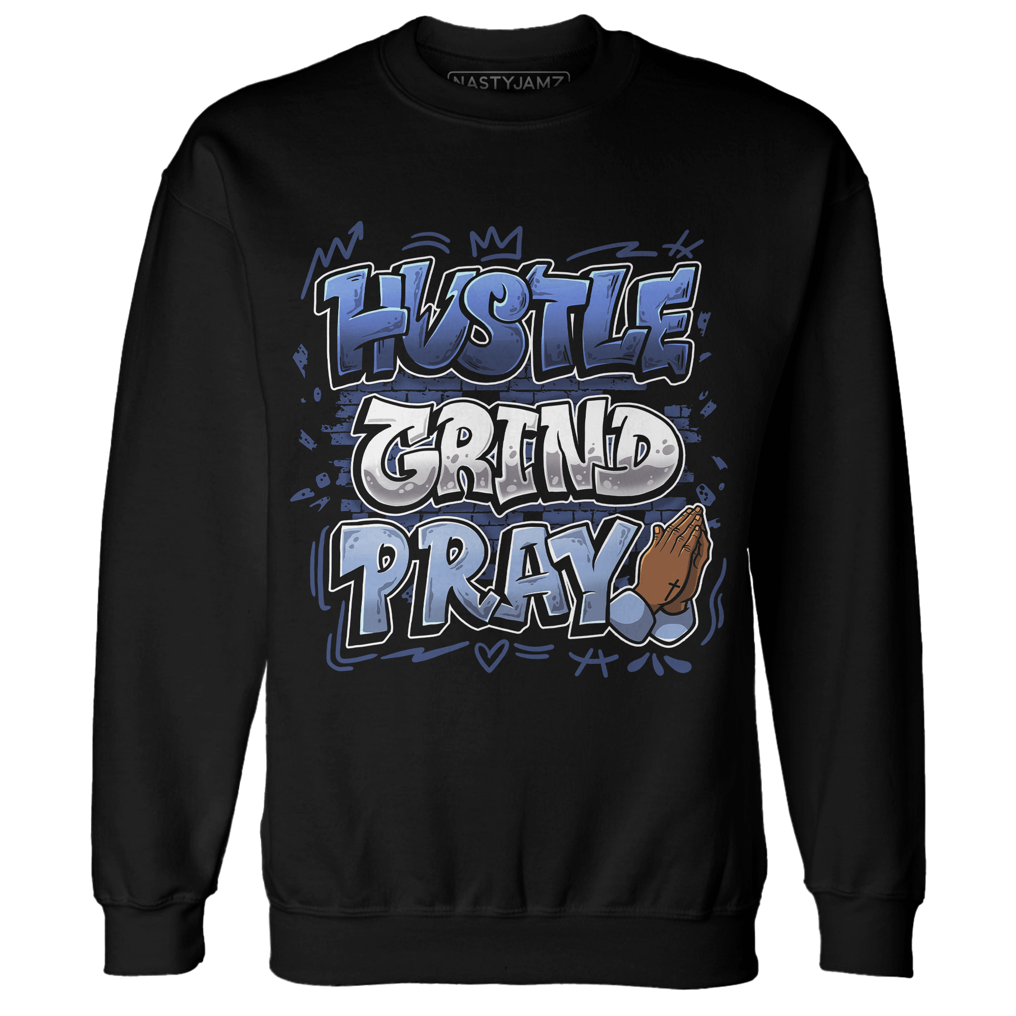 Midnight Navy 5s Sweatshirt Match Hustle Grind Pray - NastyJamz