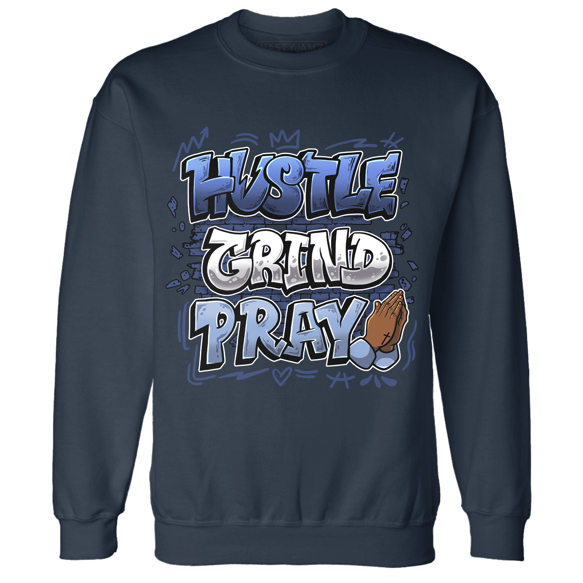 Midnight Navy 5s Sweatshirt Match Hustle Grind Pray - NastyJamz
