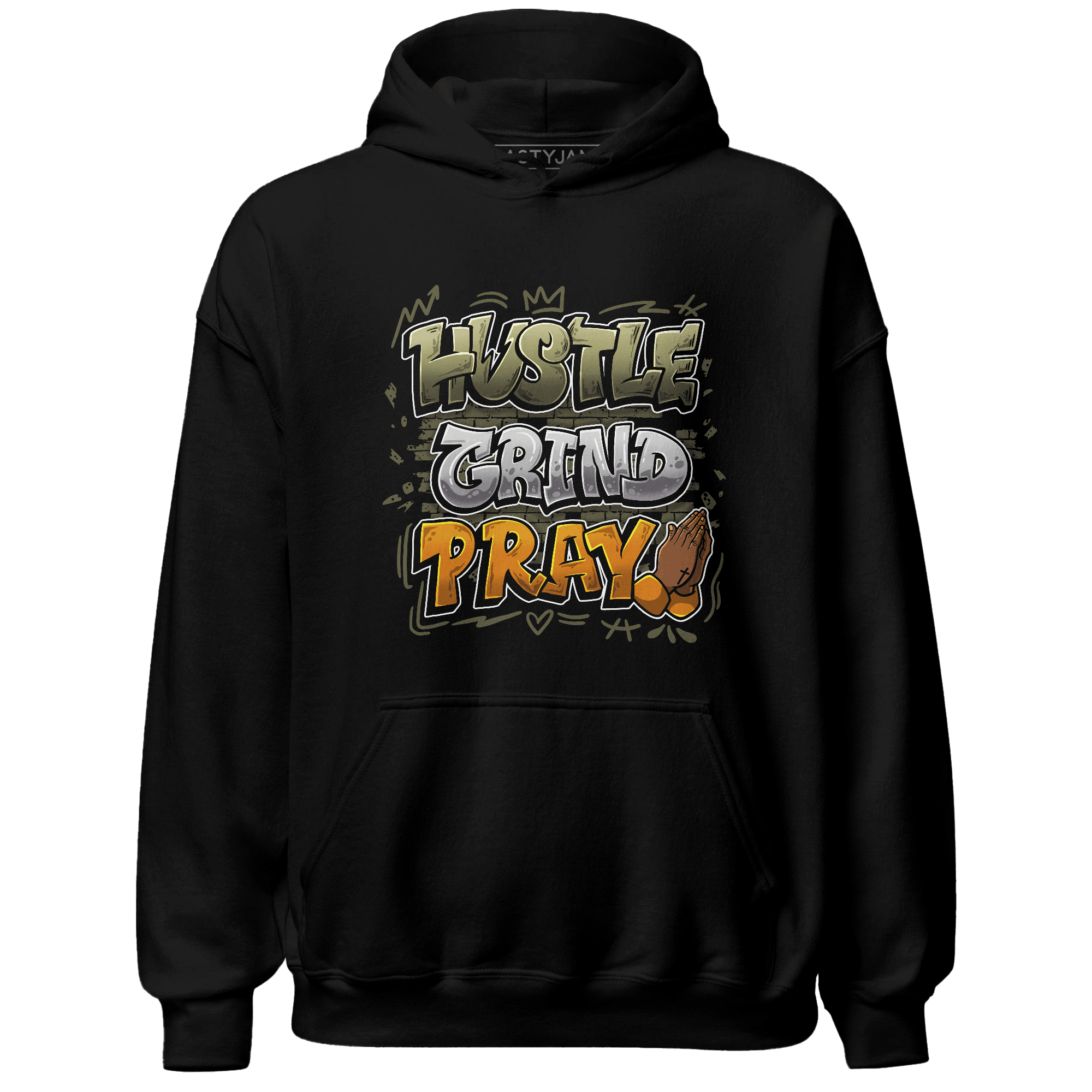 Olive 5s Hoodie Match Hustle Grind Pray - NastyJamz