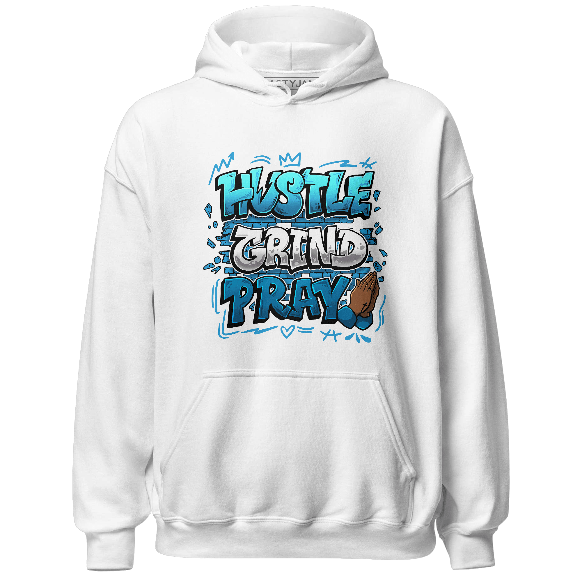 Powder Blue 9s Hoodie Match Hustle Grind Pray - NastyJamz