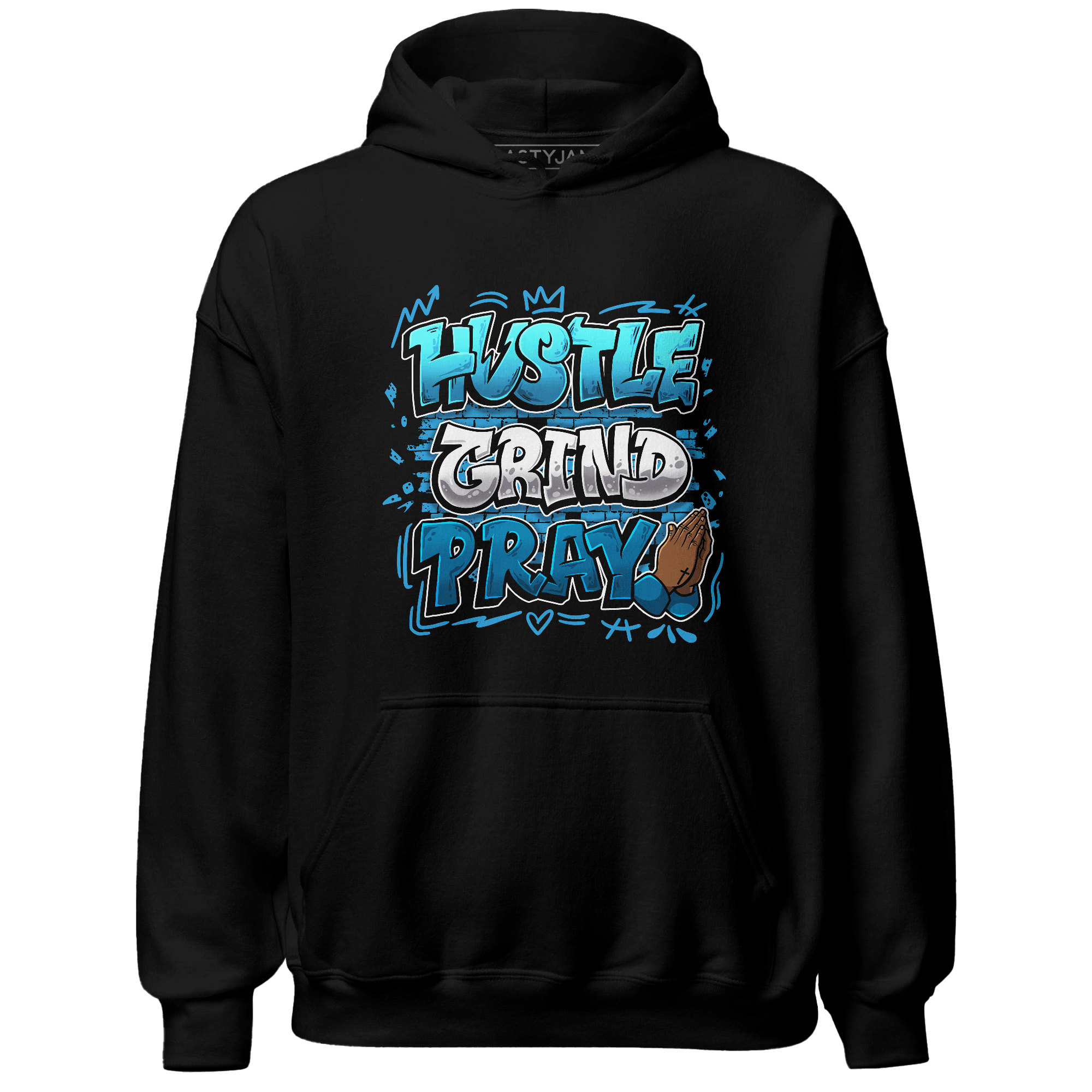 Powder Blue 9s Hoodie Match Hustle Grind Pray - NastyJamz