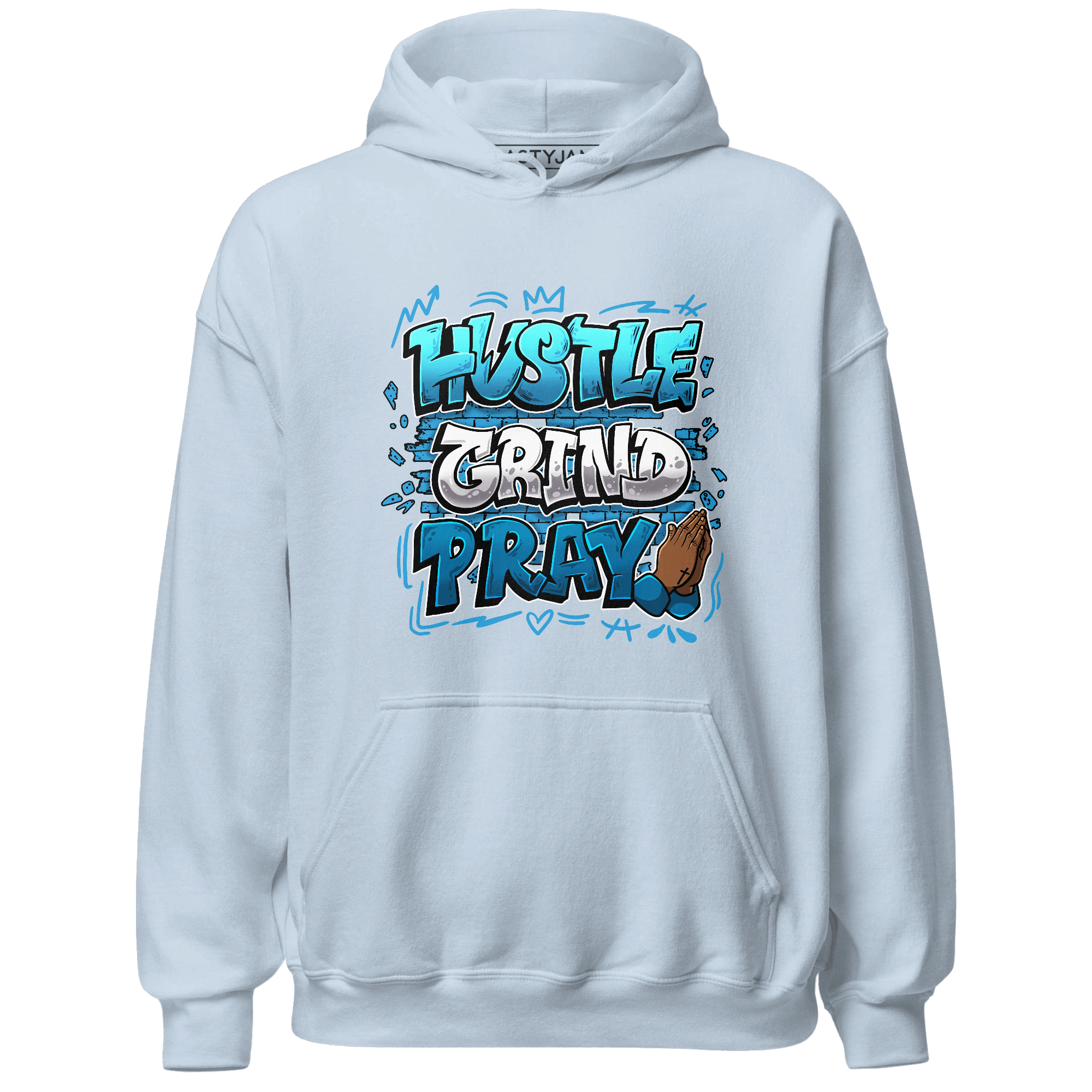 Powder Blue 9s Hoodie Match Hustle Grind Pray - NastyJamz
