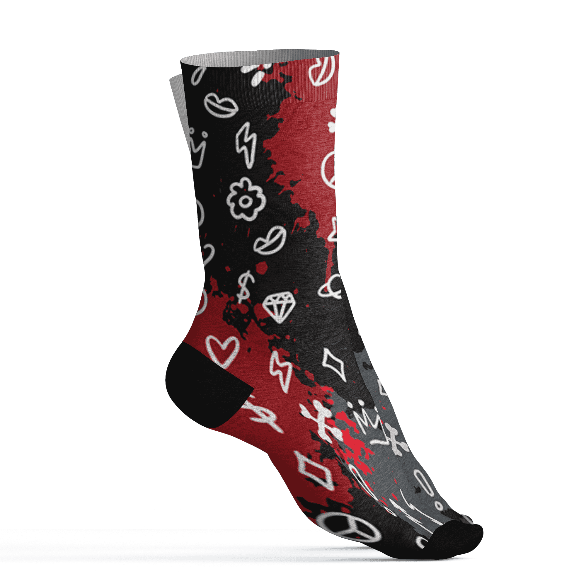 Retro Red Taxi 12s Socks Match Hustle Grind Pray 3D All-Over Print - NastyJamz