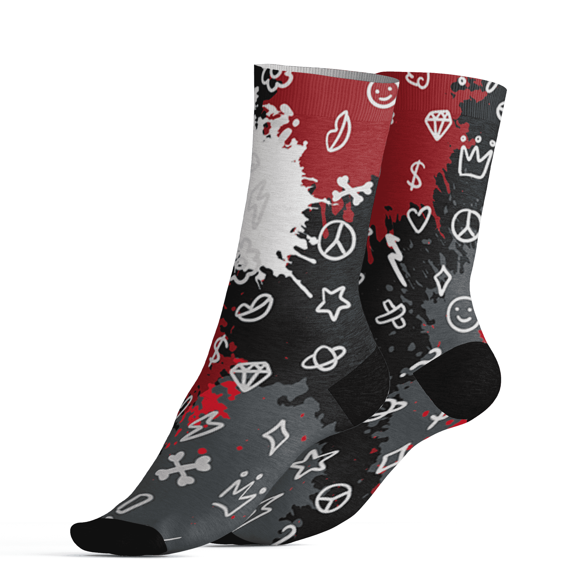 Retro Red Taxi 12s Socks Match Hustle Grind Pray 3D All-Over Print - NastyJamz