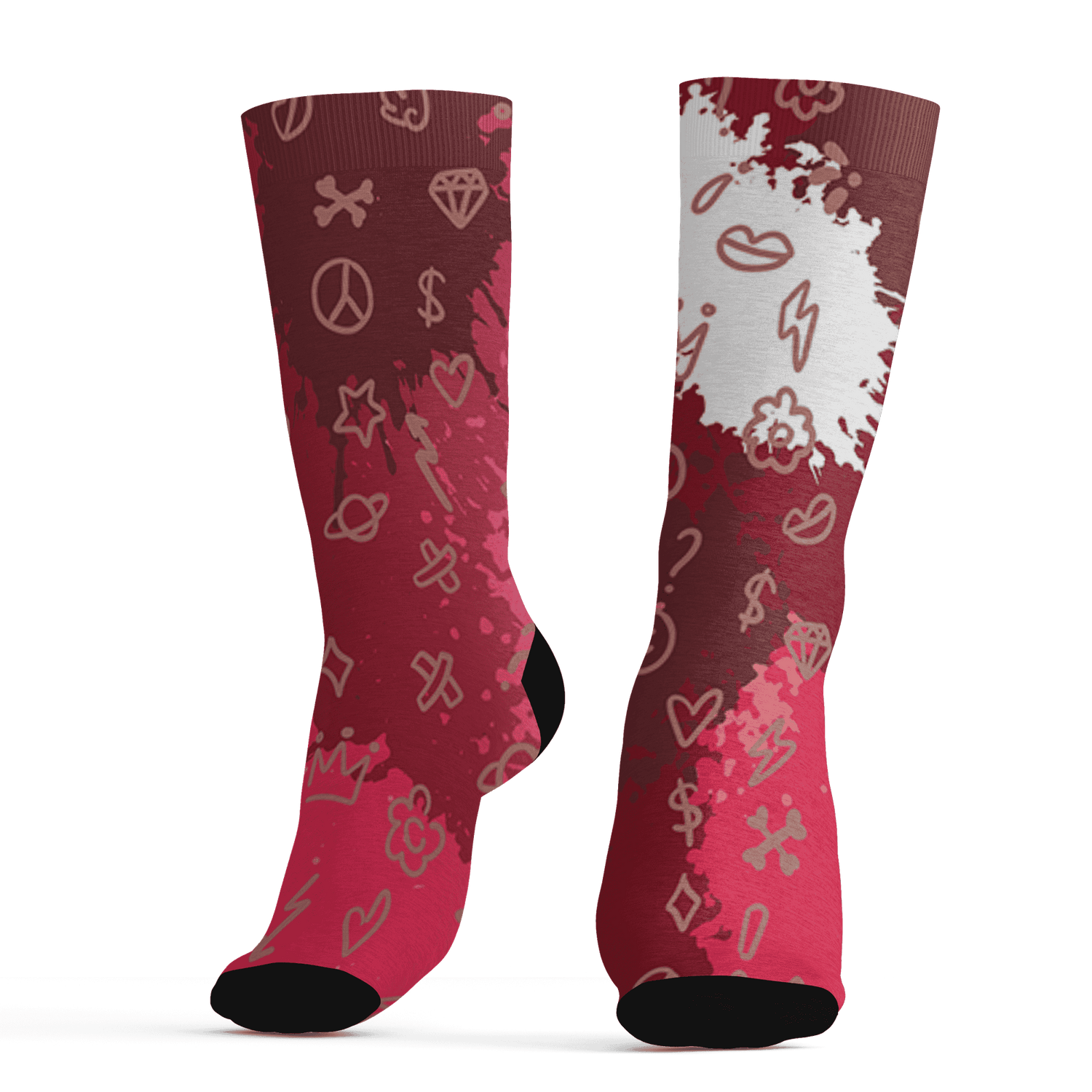 High 85 Metallic Burgundy 1s Socks Match Hustle Grind Pray 3D All-Over Print - NastyJamz